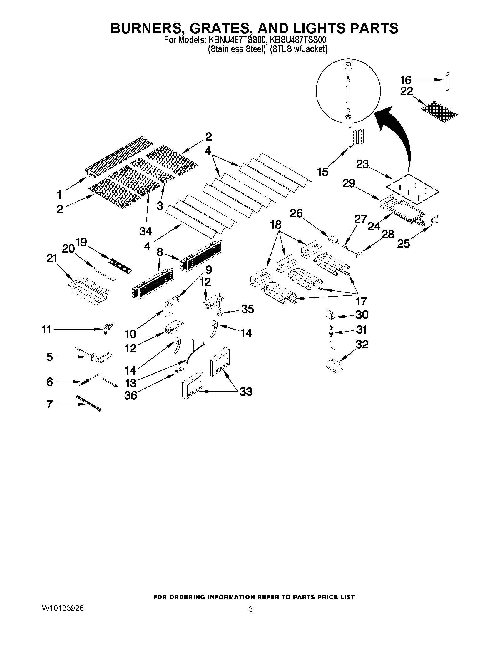 02 - BURNERS, GRATES, AND LIGHTS PARTS