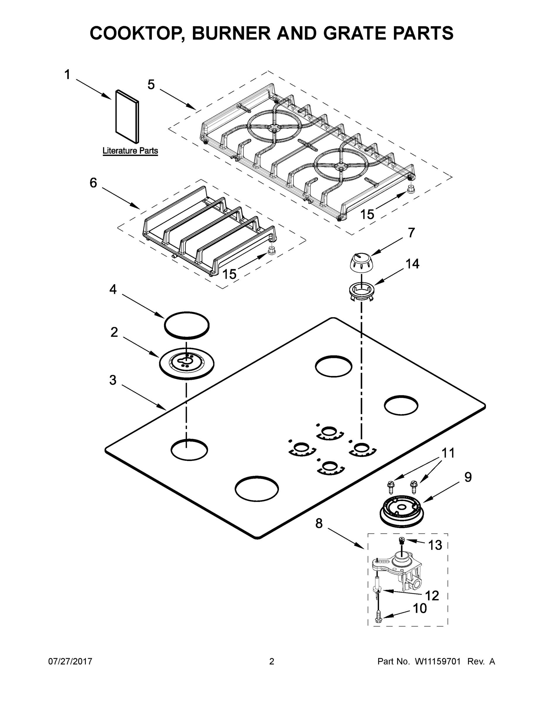 02 - COOKTOP, BURNER AND GRATE PARTS