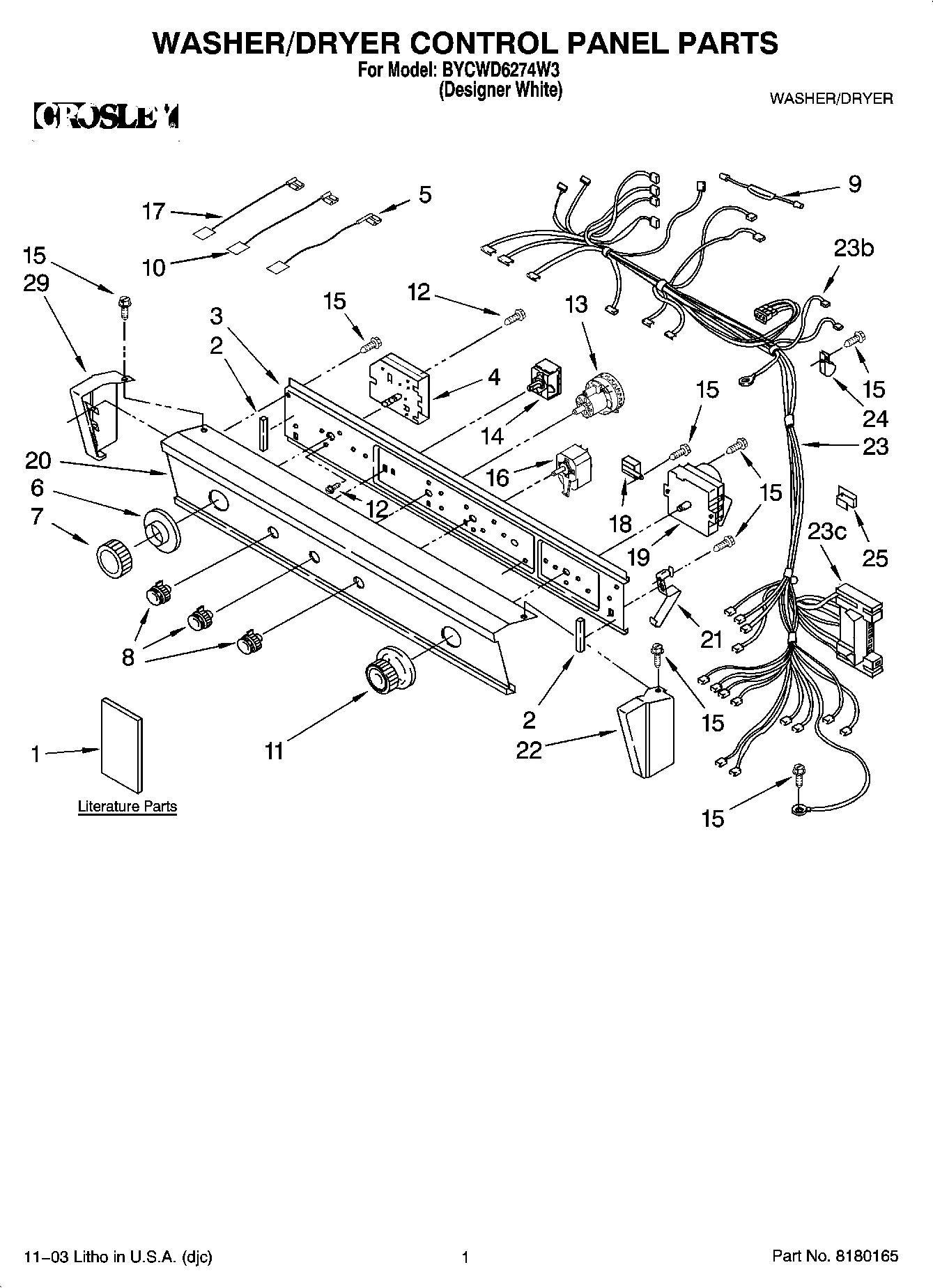 01 - WASHER/DRYER CONTROL PANEL PARTS