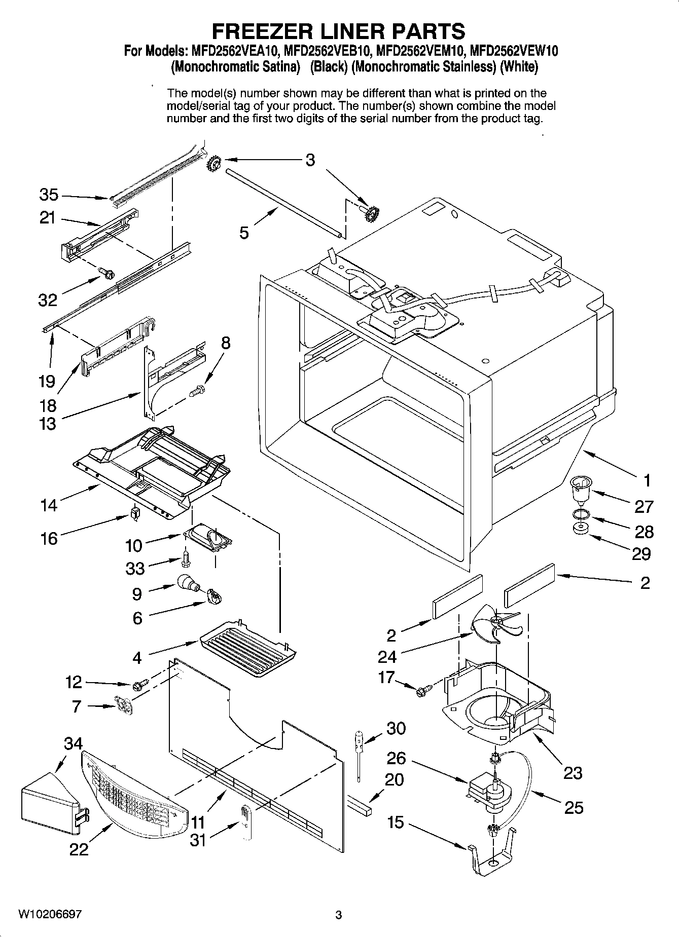 02 - FREEZER LINER PARTS