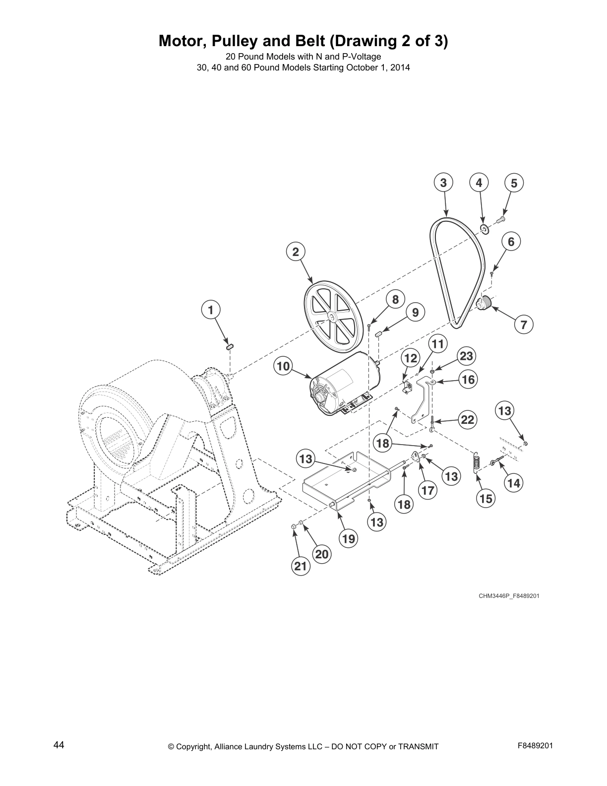 Motor, Pulley and Belt (Drawing 2 of 3)