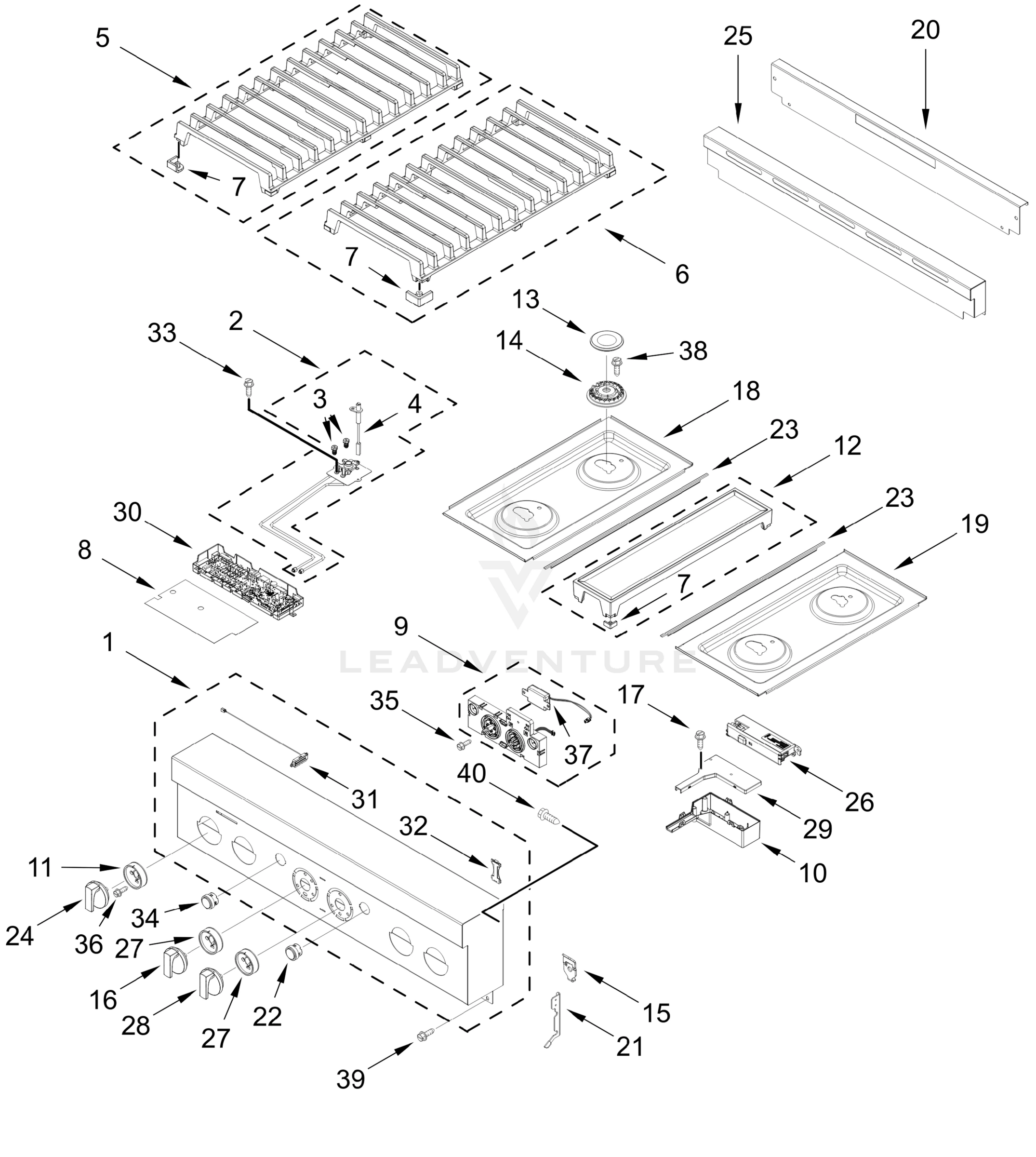 COOKTOP, BURNER, AND GRATE PARTS
