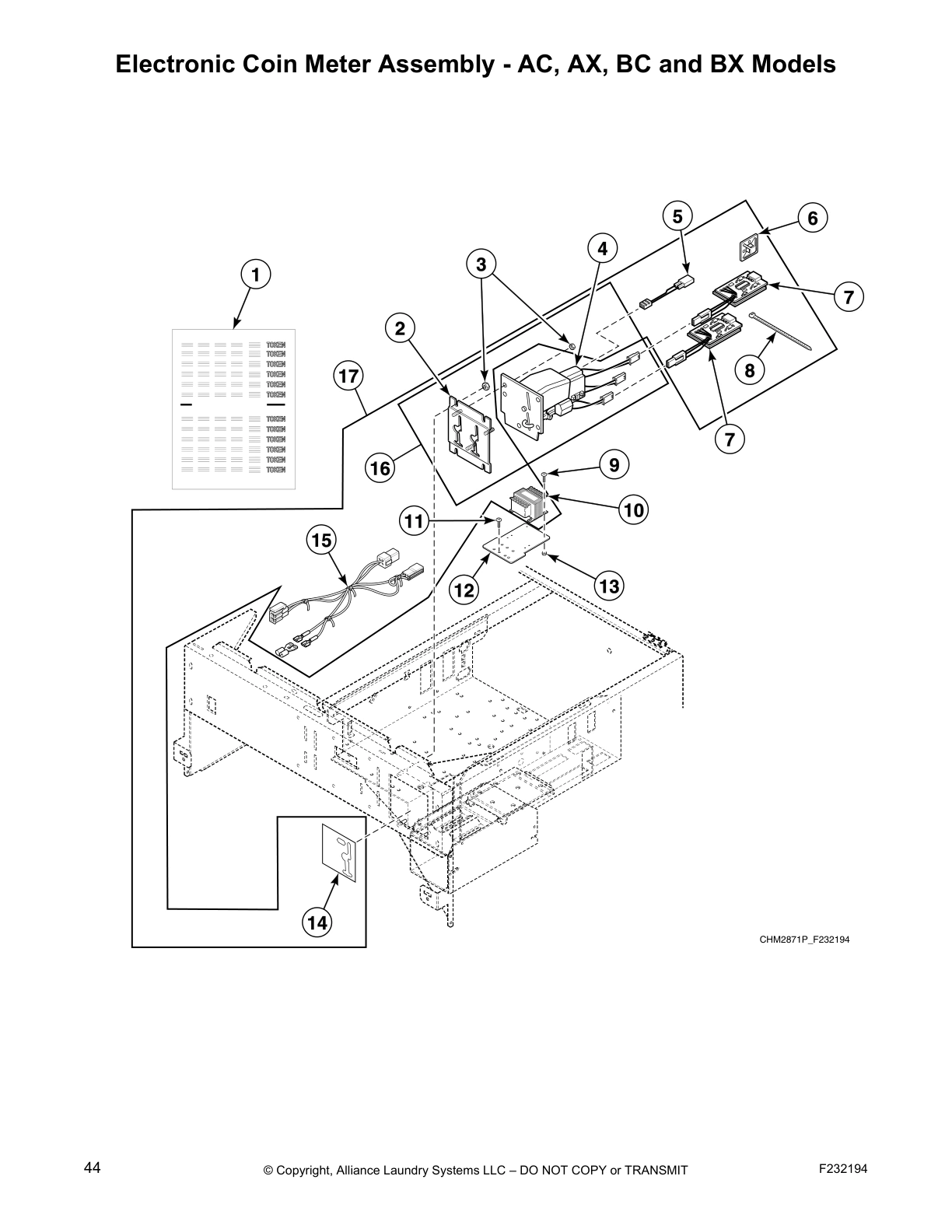 Electronic Coin Meter Assembly - AC, AX, BC and BX Models