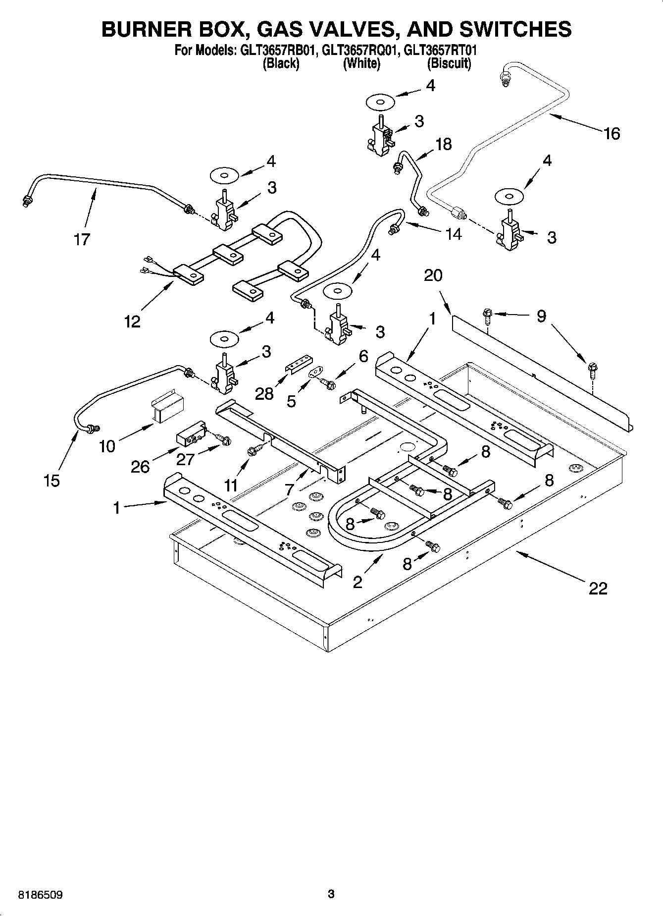 02 - BURNER BOX, GAS VALVES, AND SWITCHES, OPTIONAL PARTS (NOT INCLUDED)