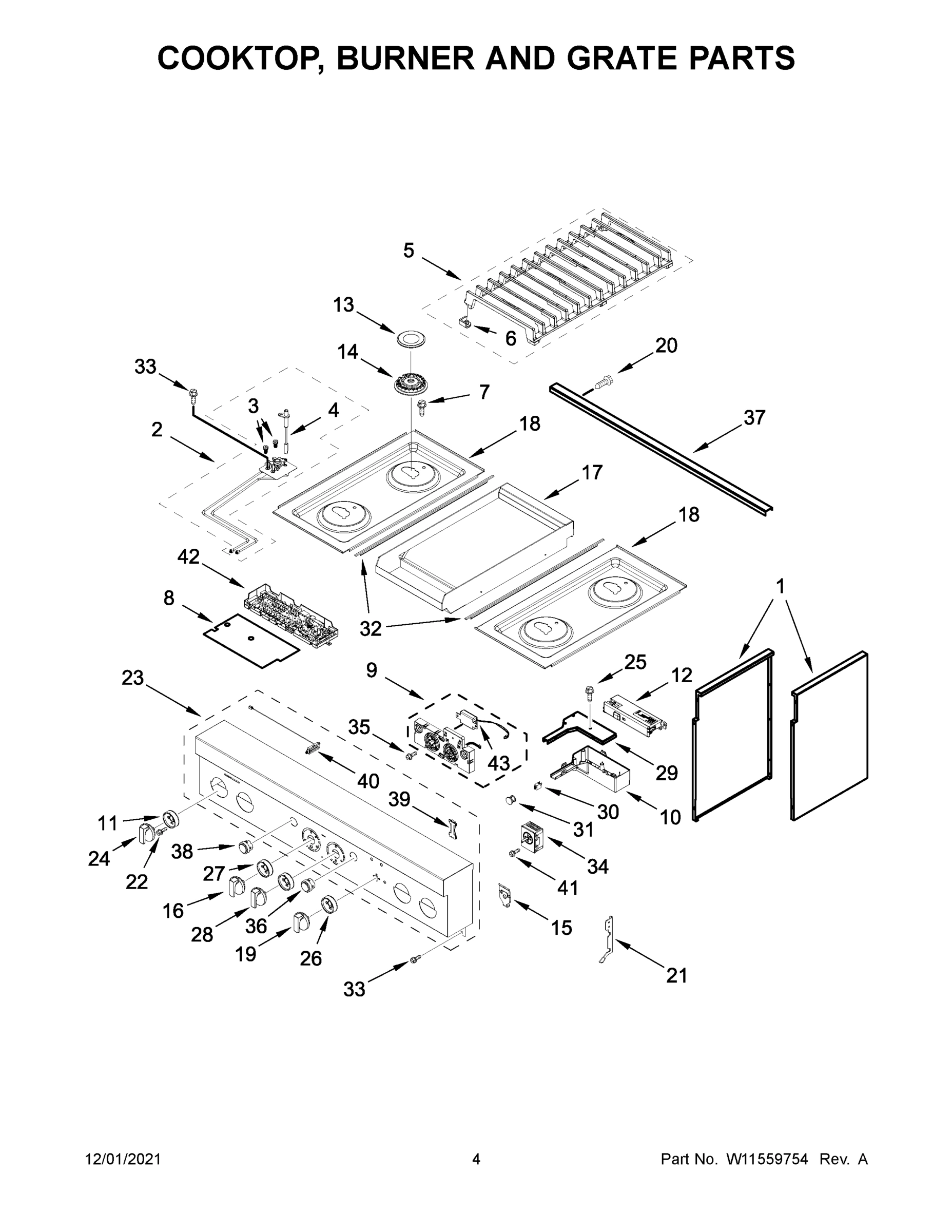 03 - COOKTOP, BURNER AND GRATE PARTS
