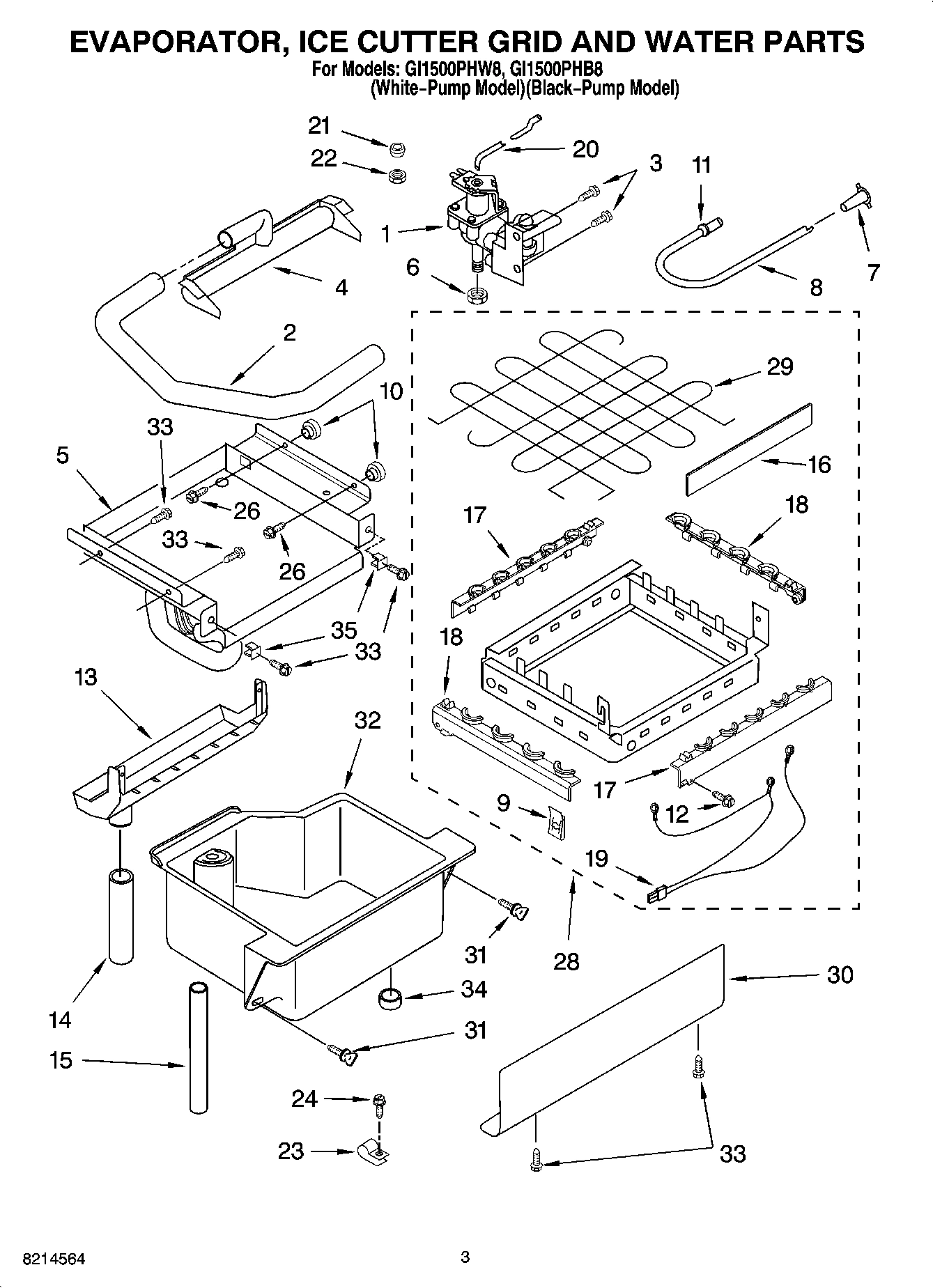 02 - EVAPORATOR ICE CUTTER GRID AND WATER PARTS