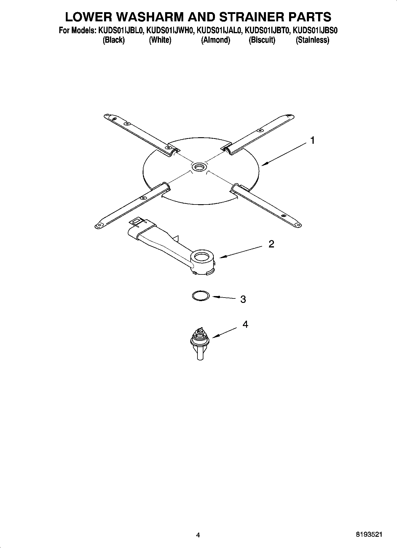 04 - LOWER WASHARM AND STRAINER PARTS