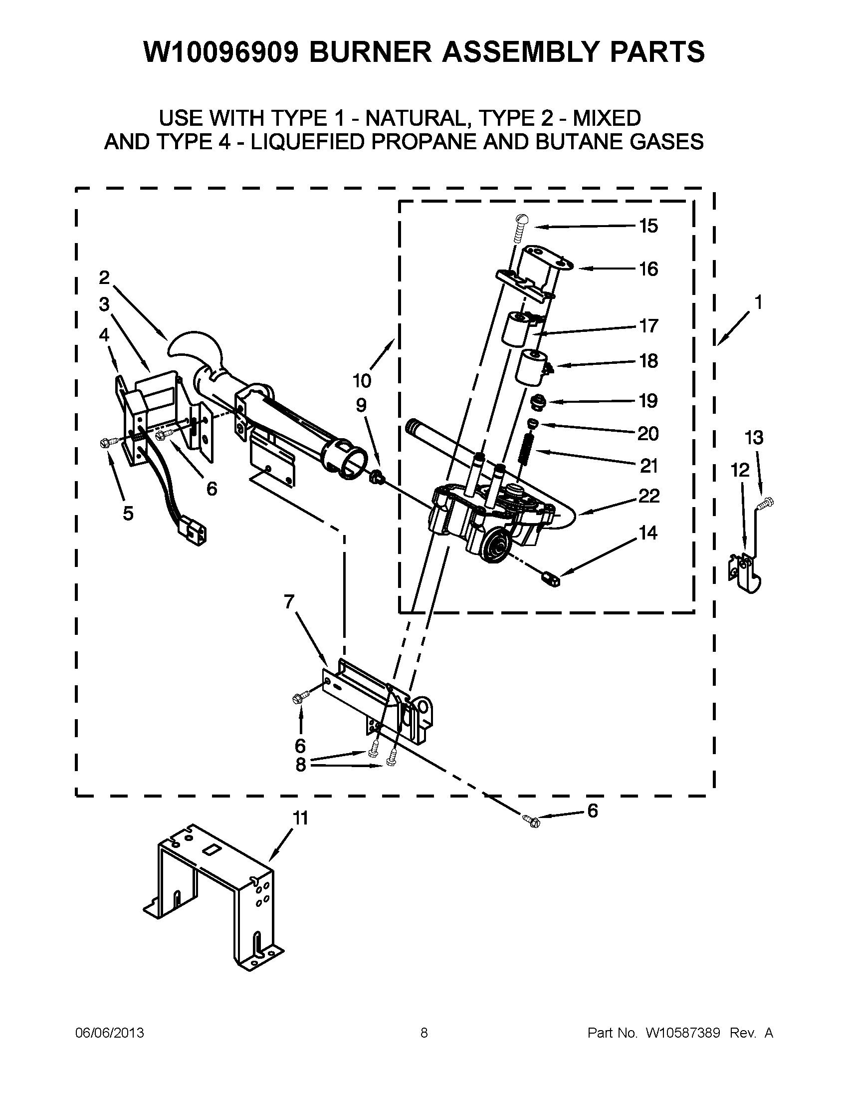 04 - W10096909 BURNER ASSEMBLY PARTS