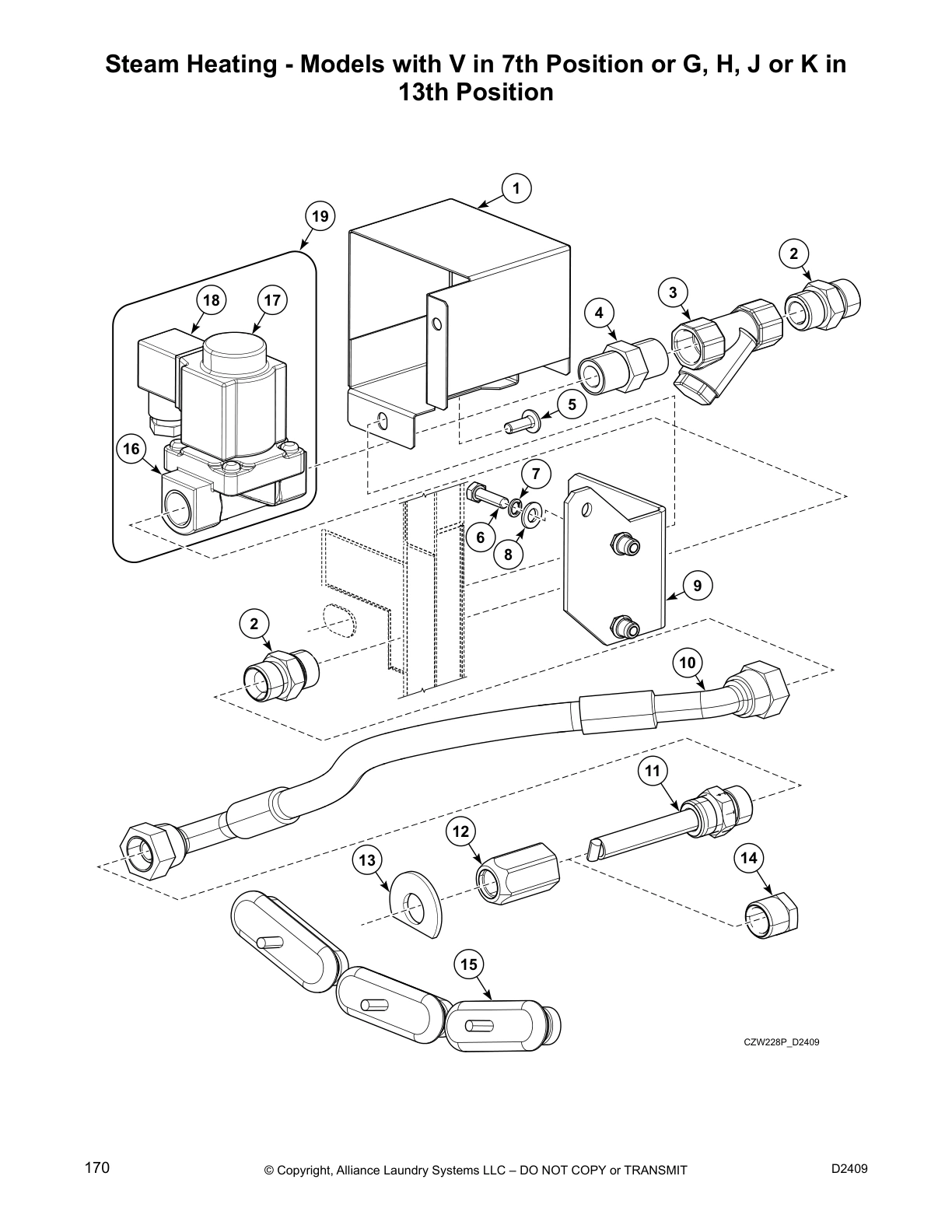 Steam Heating - Models with V in 7th Position or G, H, J or K in
13th Position