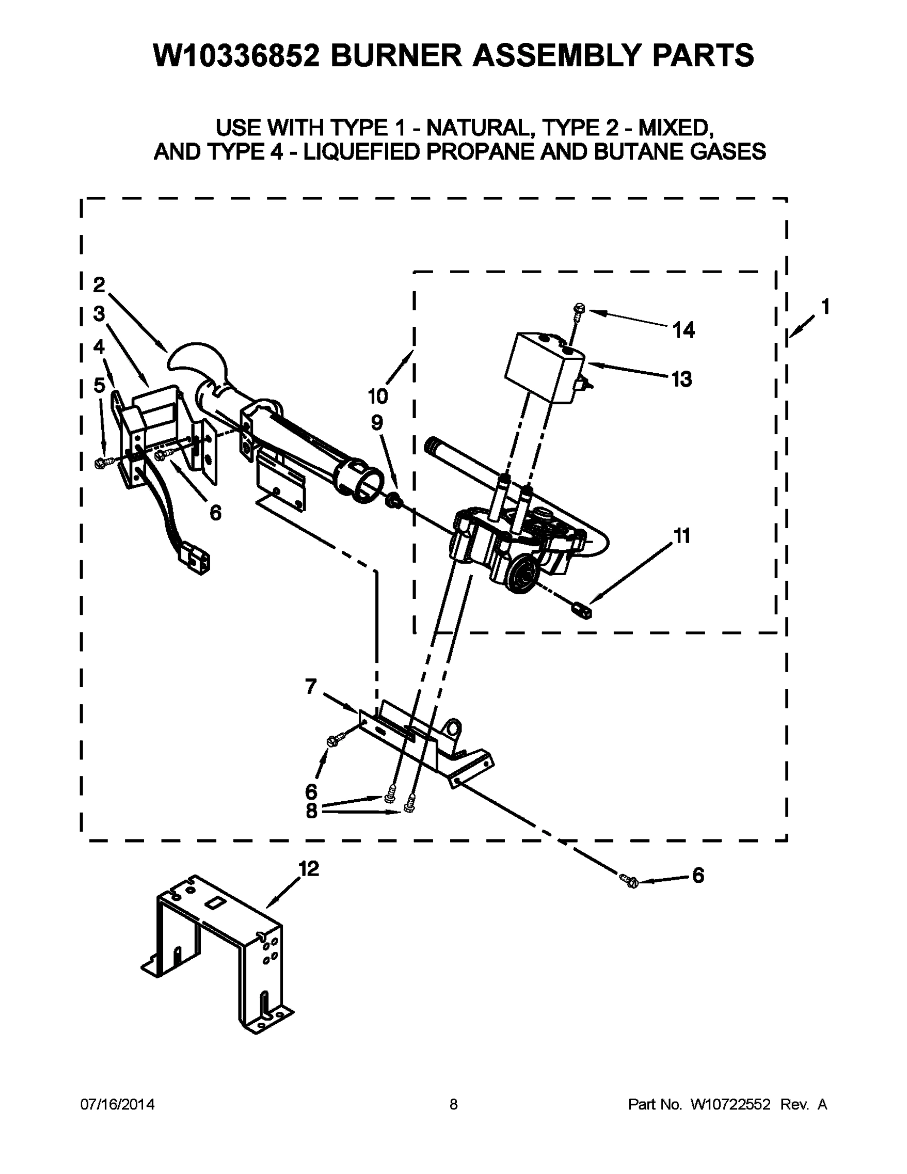 05 - W10336852 BURNER ASSEMBLY PARTS
