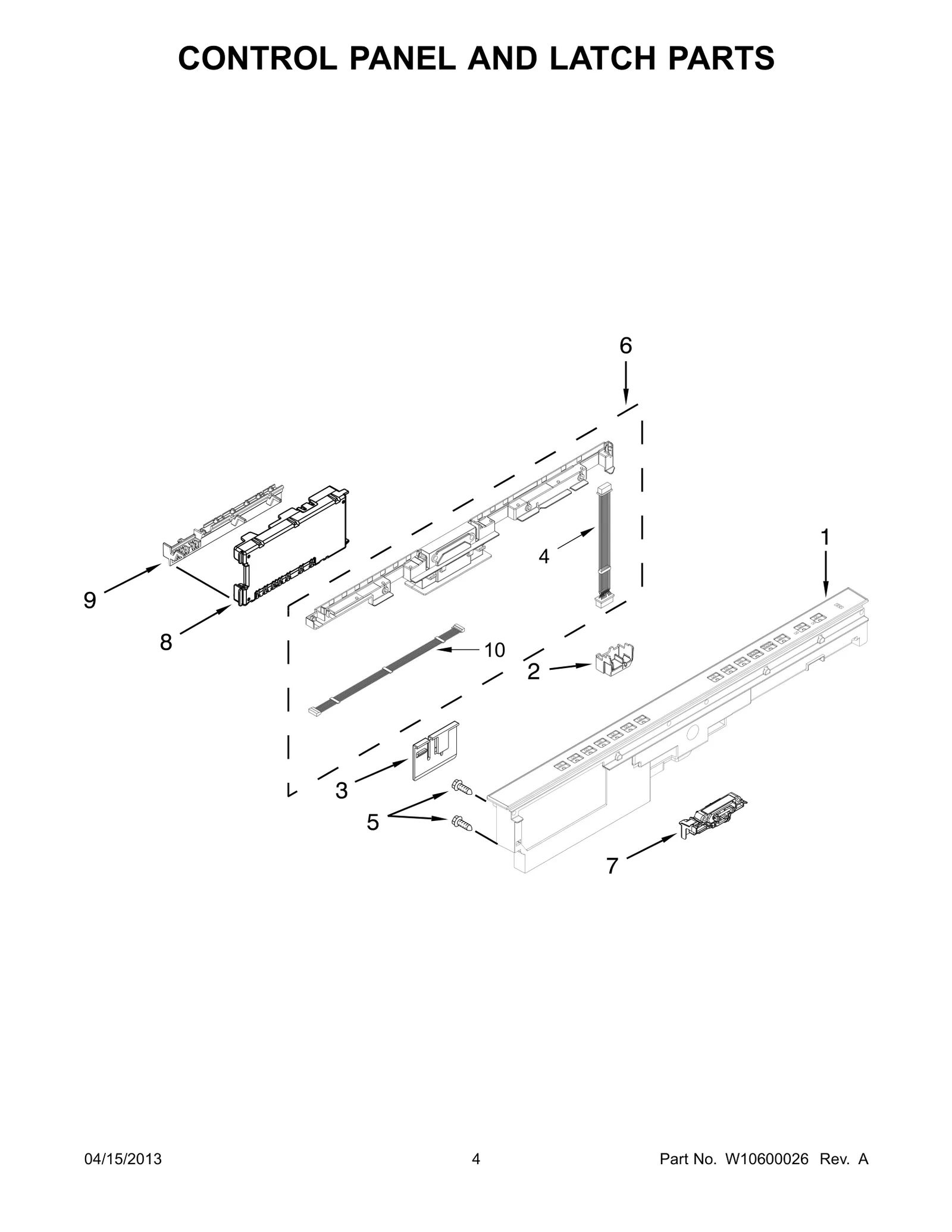 CONTROL PANEL AND LATCH PARTS