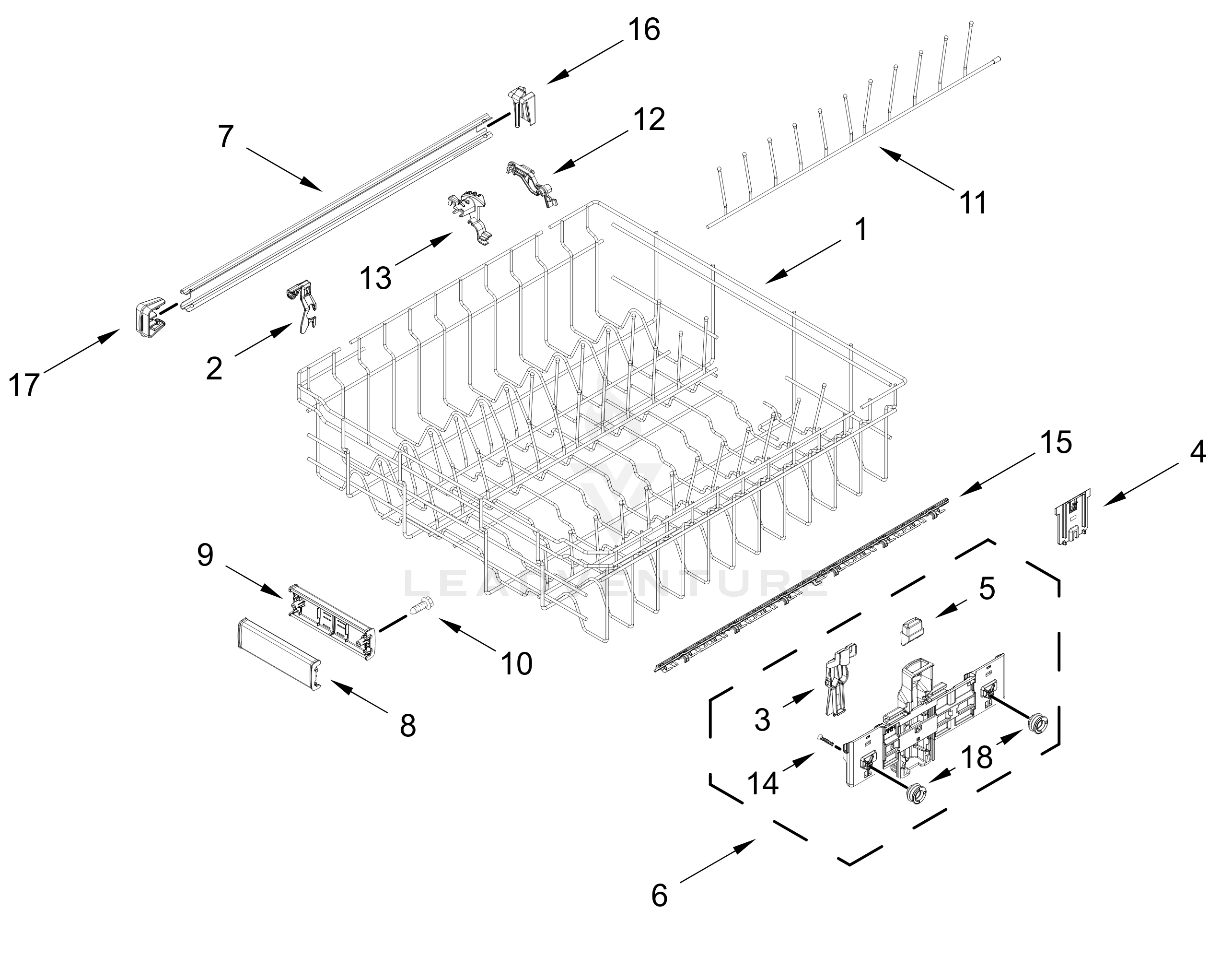 UPPER RACK AND TRACK PARTS