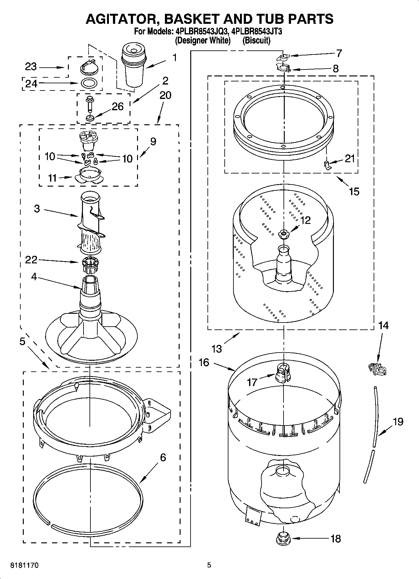 03 - AGITATOR, BASKET AND TUB PARTS