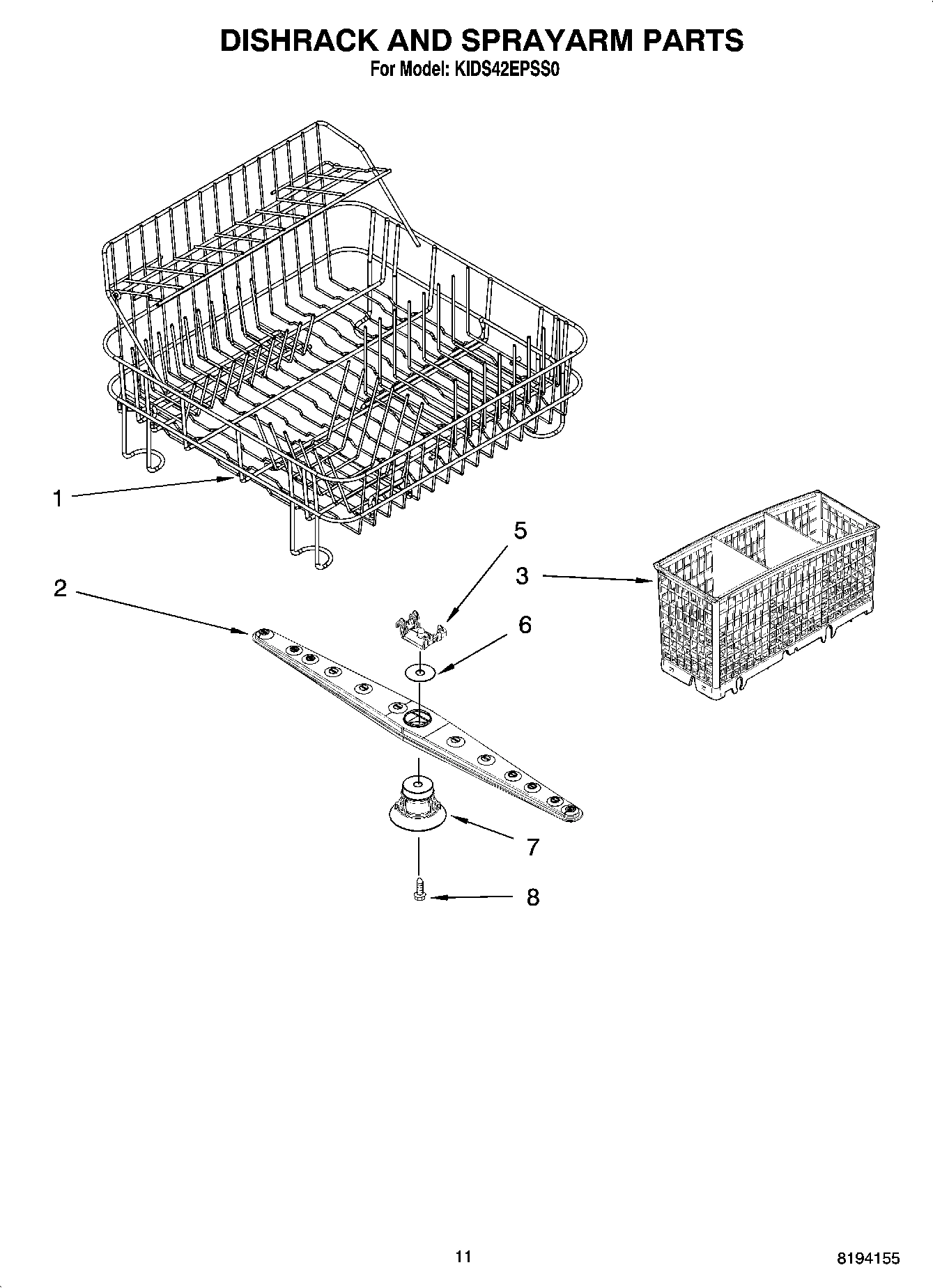 07 - DISHRACK AND SPRAYARM PARTS AND OPTIONAL PARTS (NOT INCLUDED)