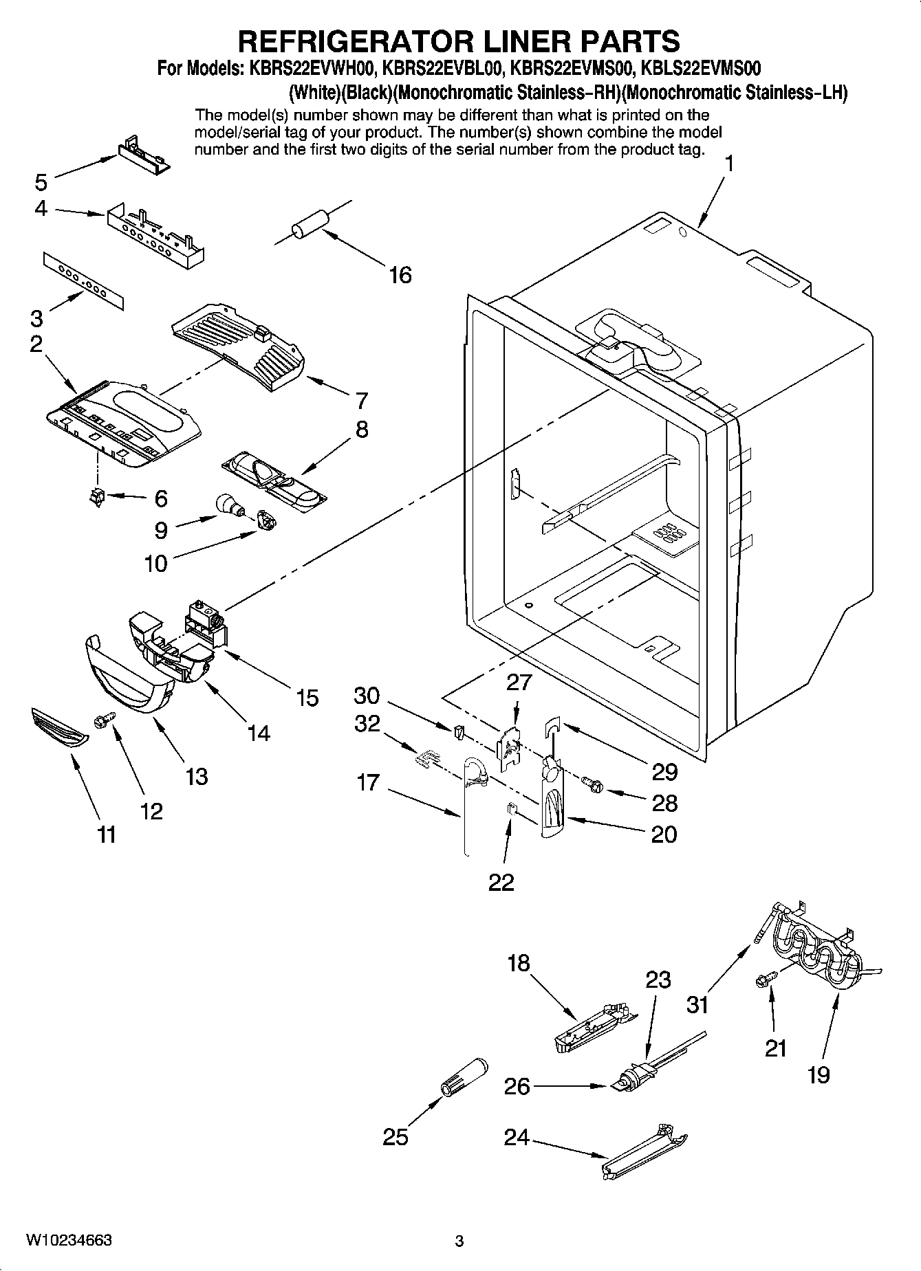 02 - REFRIGERATOR LINER PARTS