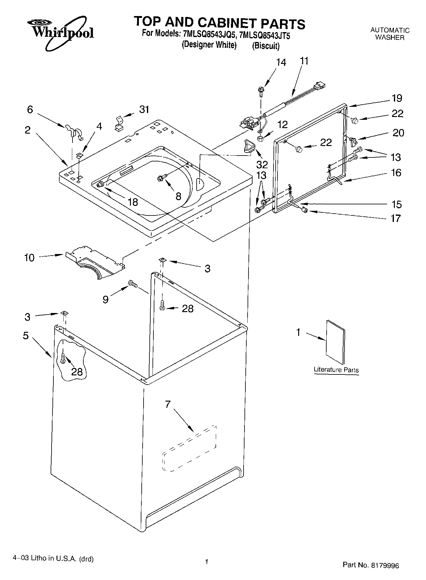01 - TOP AND CABINET PARTS