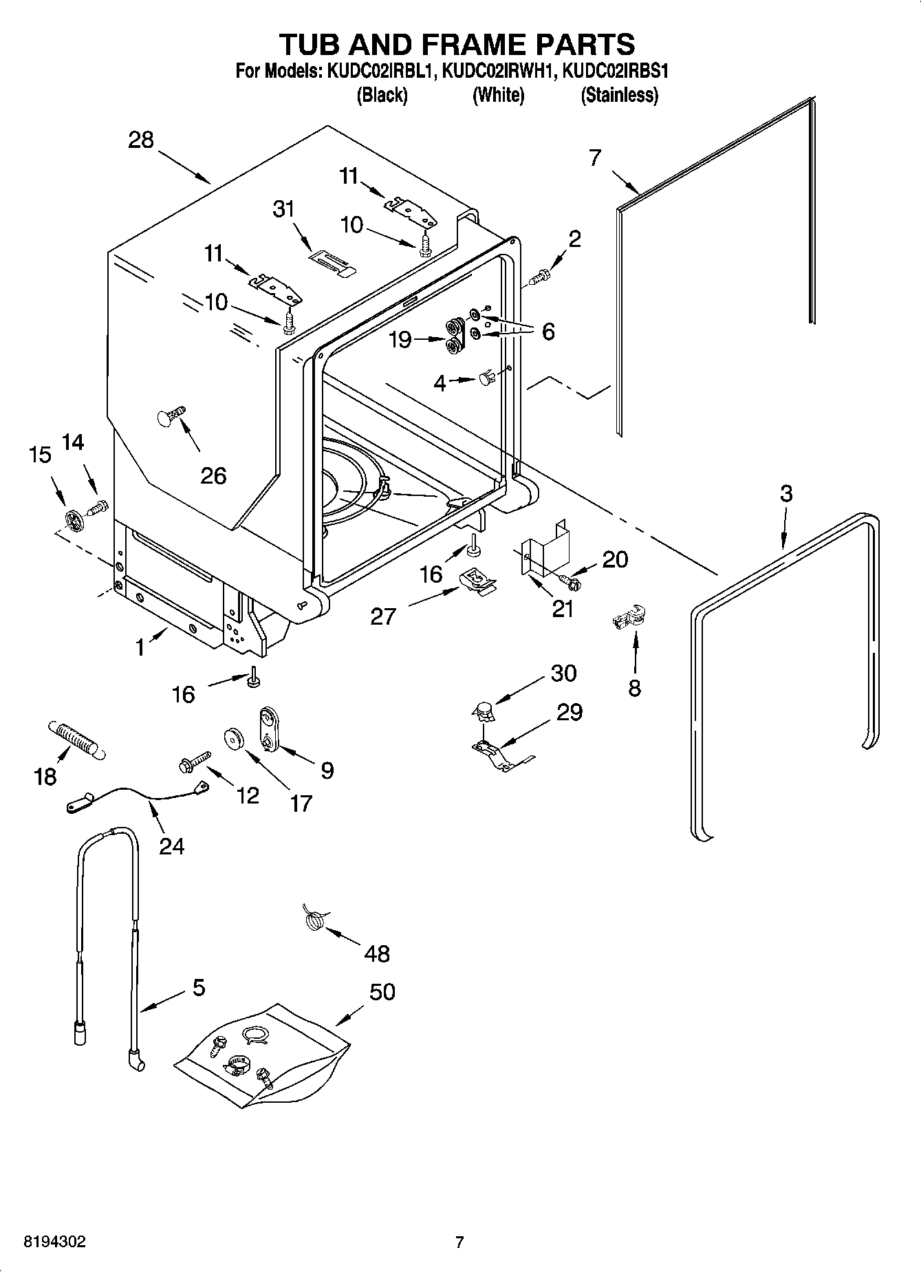07 - TUB AND FRAME PARTS