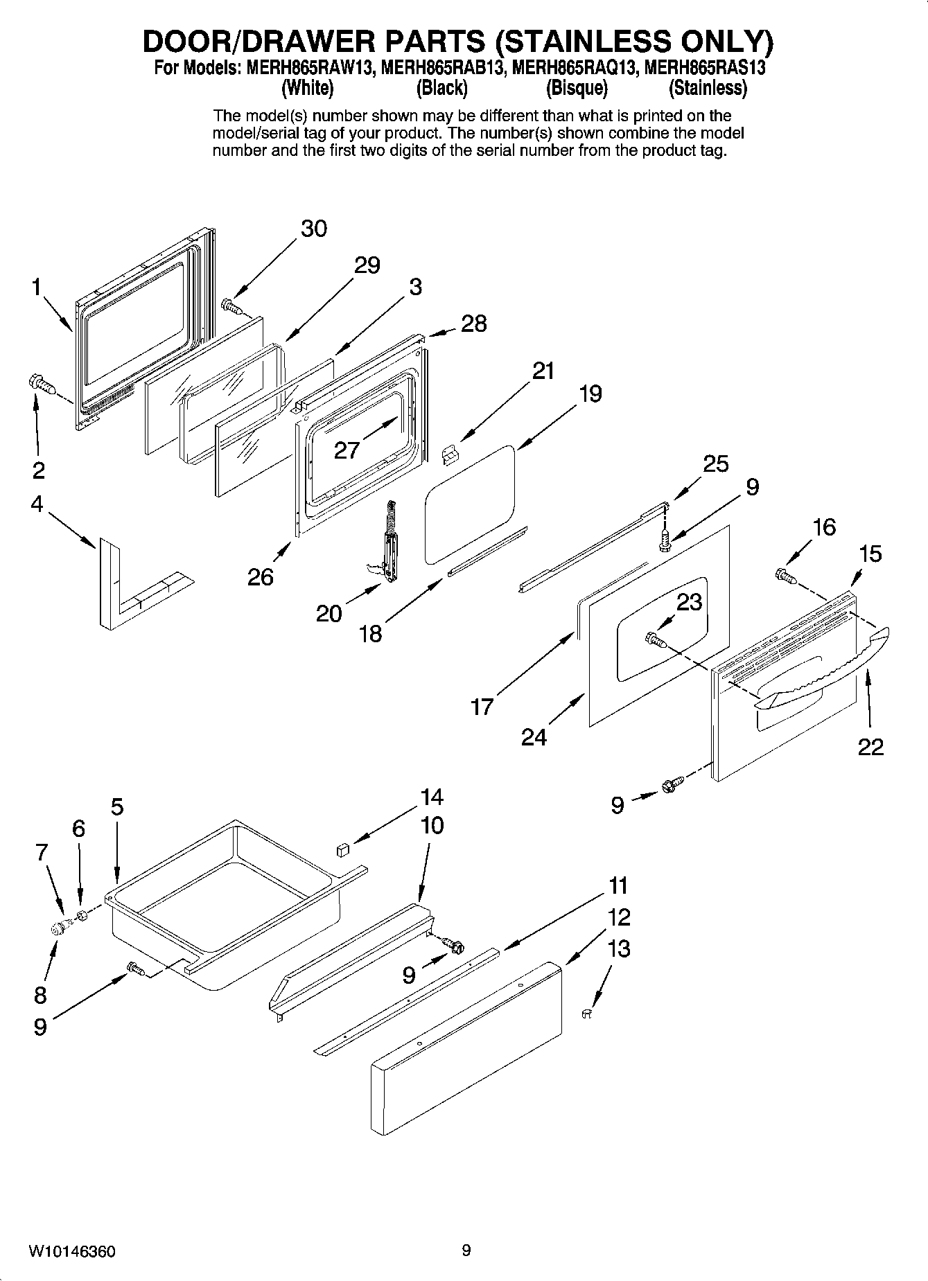 05 - DOOR/DRAWER PARTS (STAINLESS ONLY)