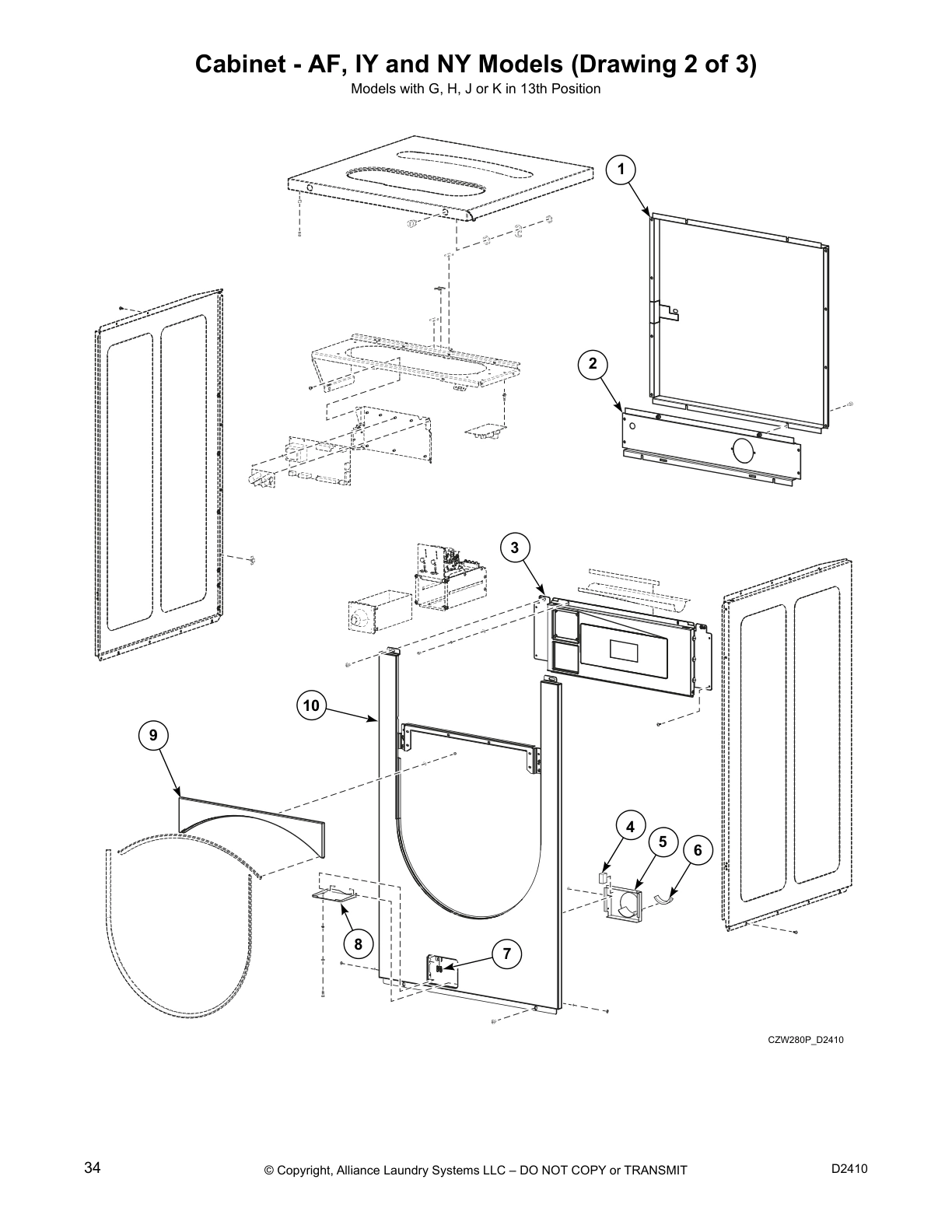 Cabinet - AF, IY and NY Models (Drawing 2 of 3)