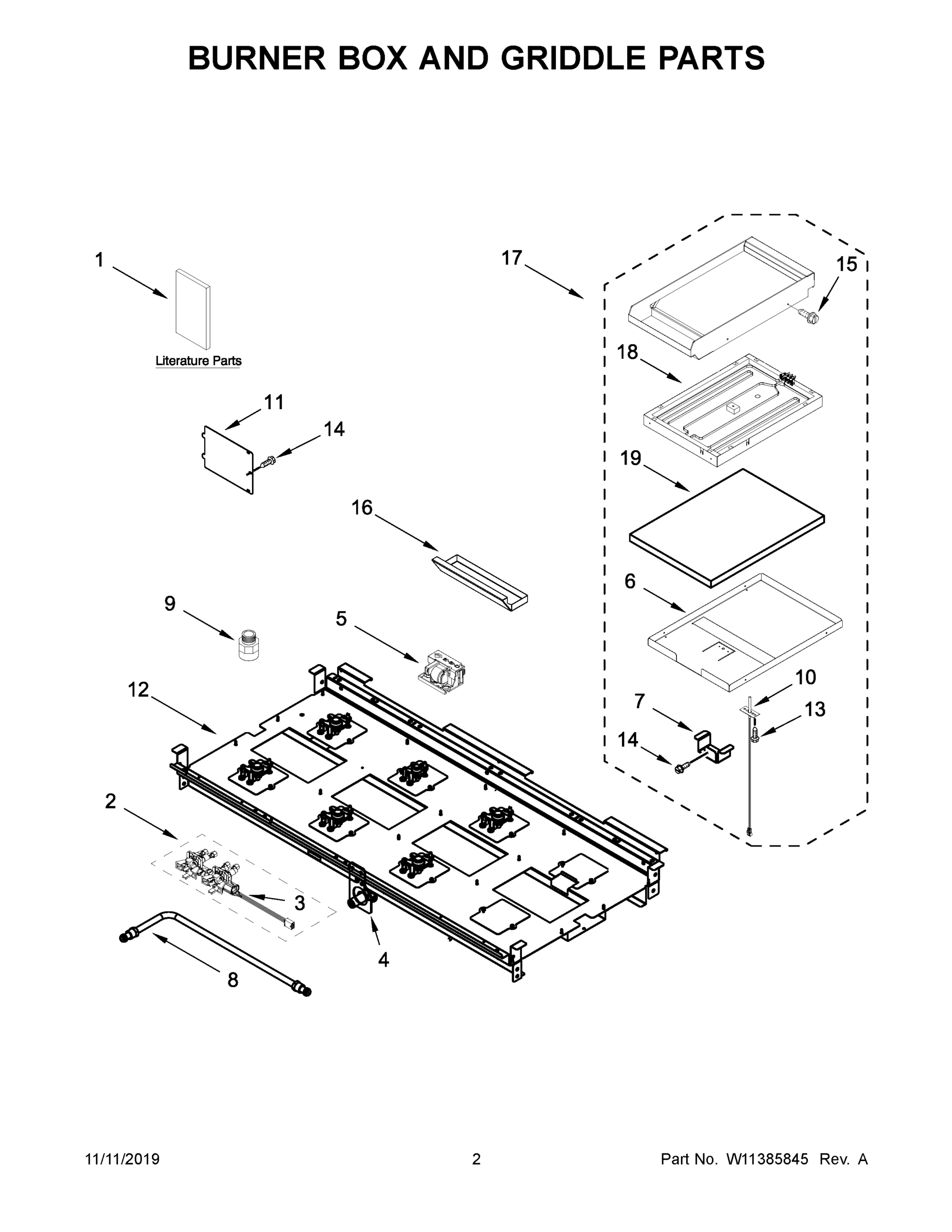 02 - BURNER BOX AND GRIDDLE PARTS