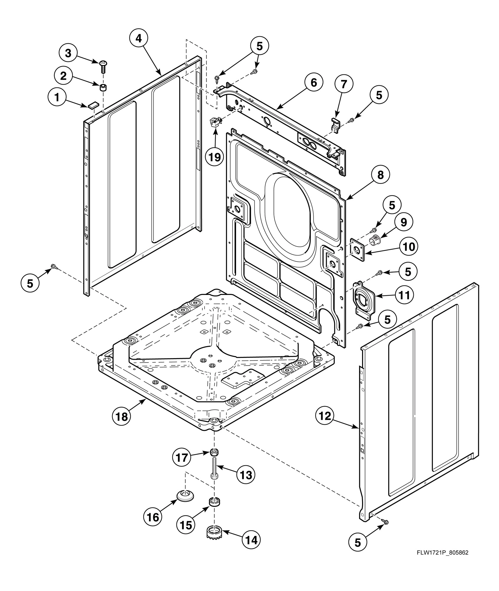 Washer Base, Side Panels and Rear Panel