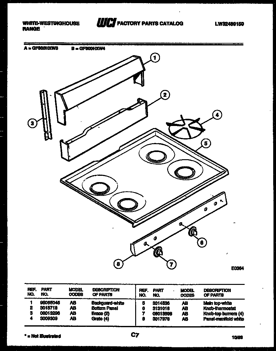 02 - BACKGUARD AND COOKTOP PARTS