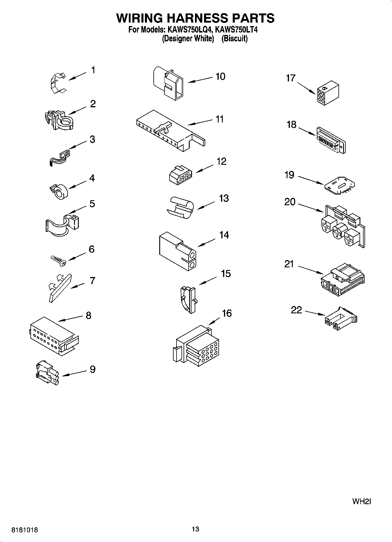 10 - WIRING HARNESS PARTS, OPTIONAL PARTS (NOT INCLUDED)