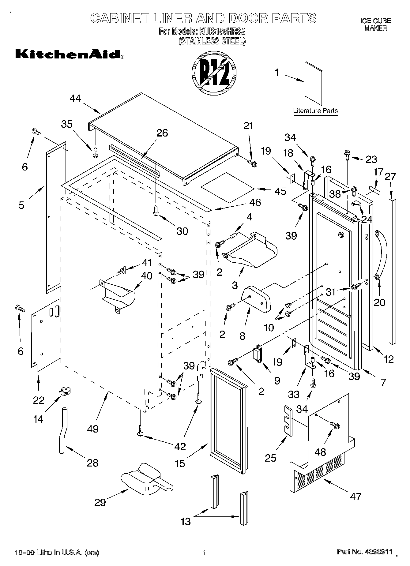 01 - CABINET LINER AND DOOR, LIT/OPTIONAL
