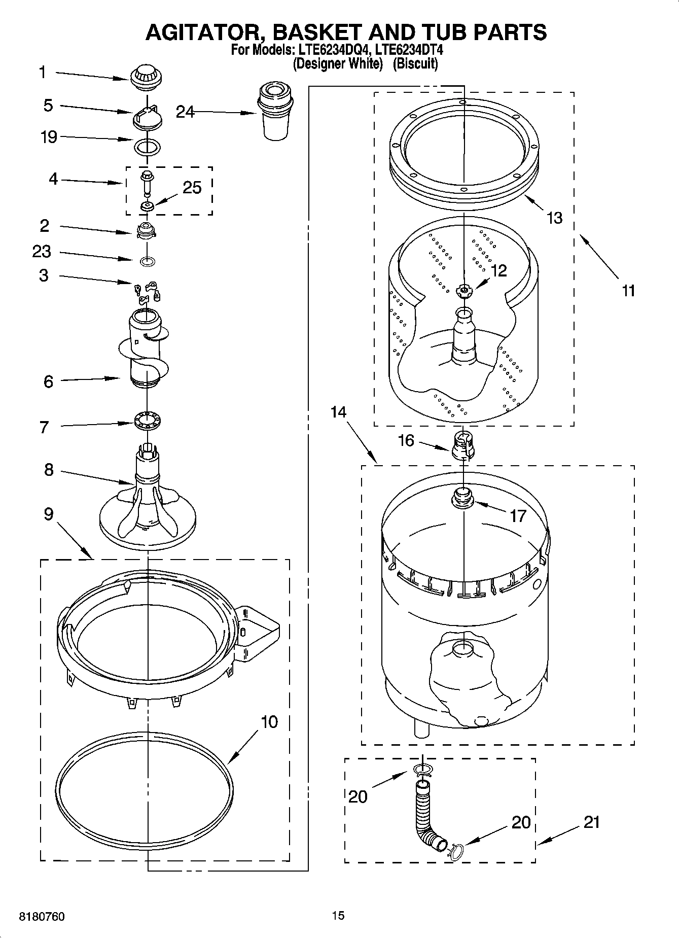 10 - AGITATOR, BASKET AND TUB PARTS