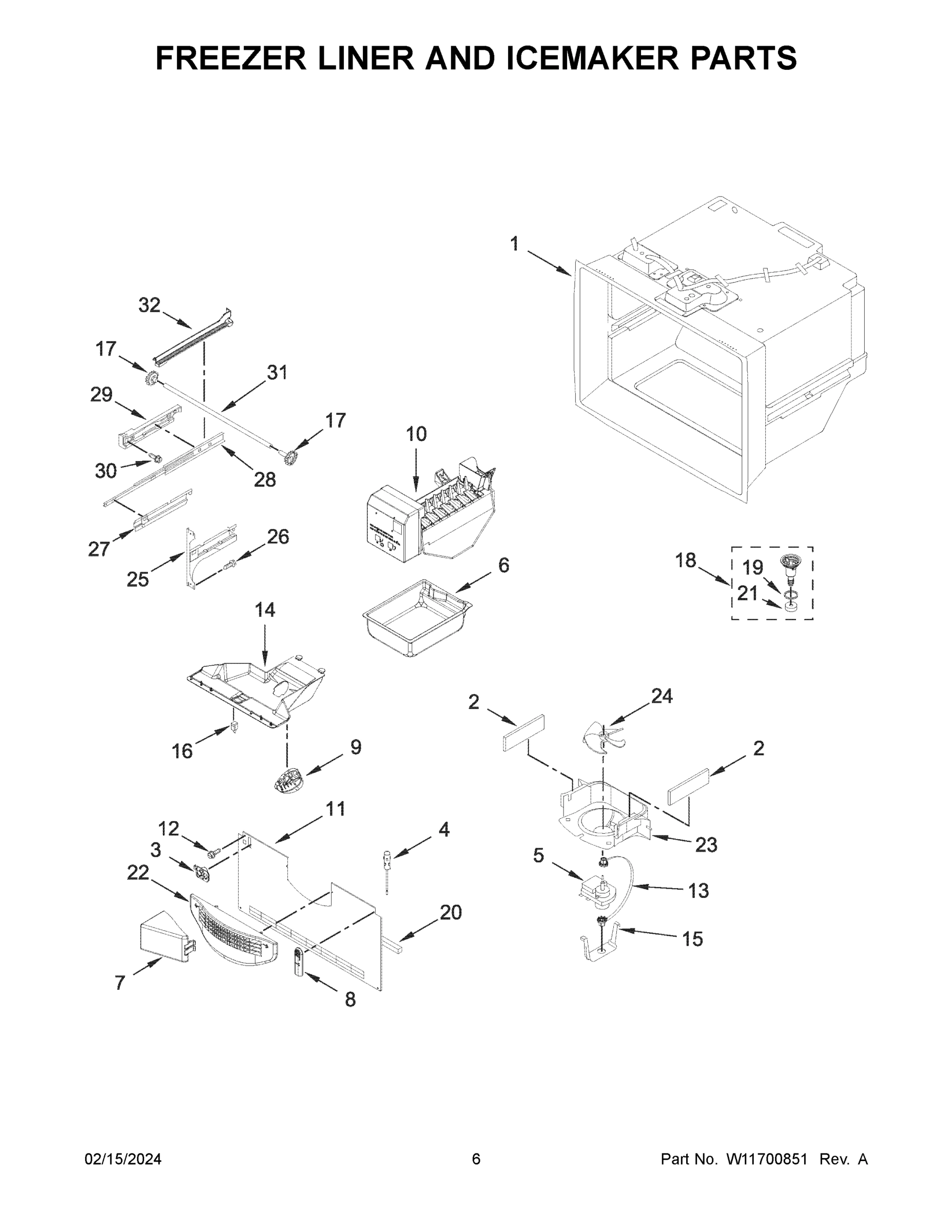 04 - FREEZER LINER AND ICEMAKER PARTS