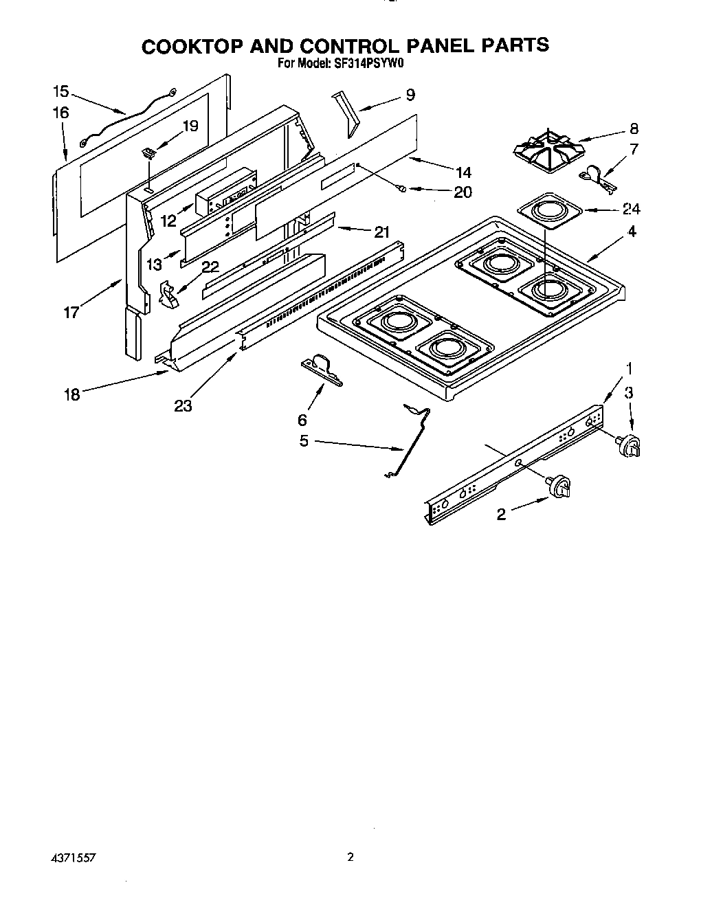 02 - COOKTOP AND CONTROL PANEL, LIT/OPTI