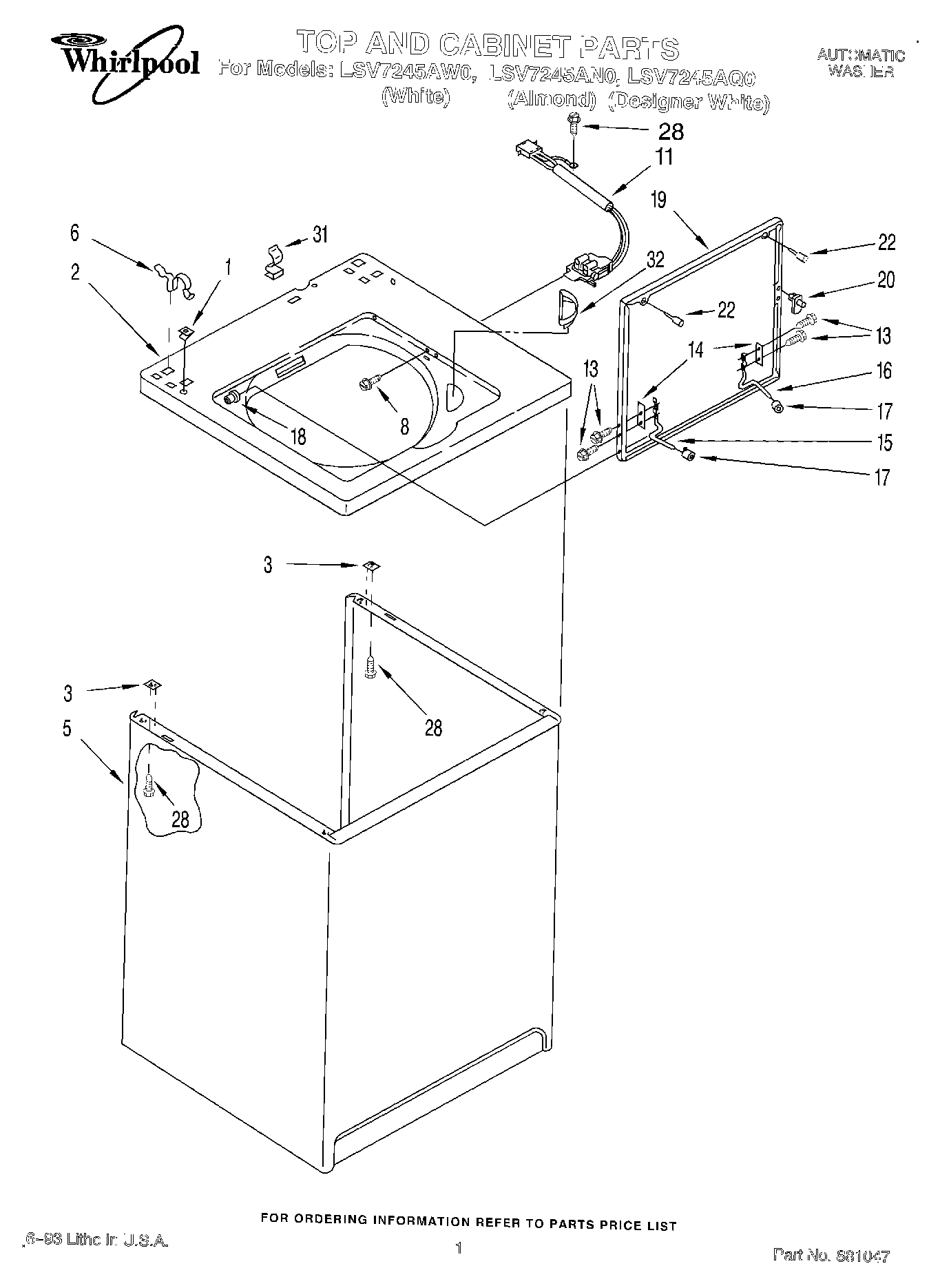 01 - TOP AND CABINET, LIT/OPTIONAL