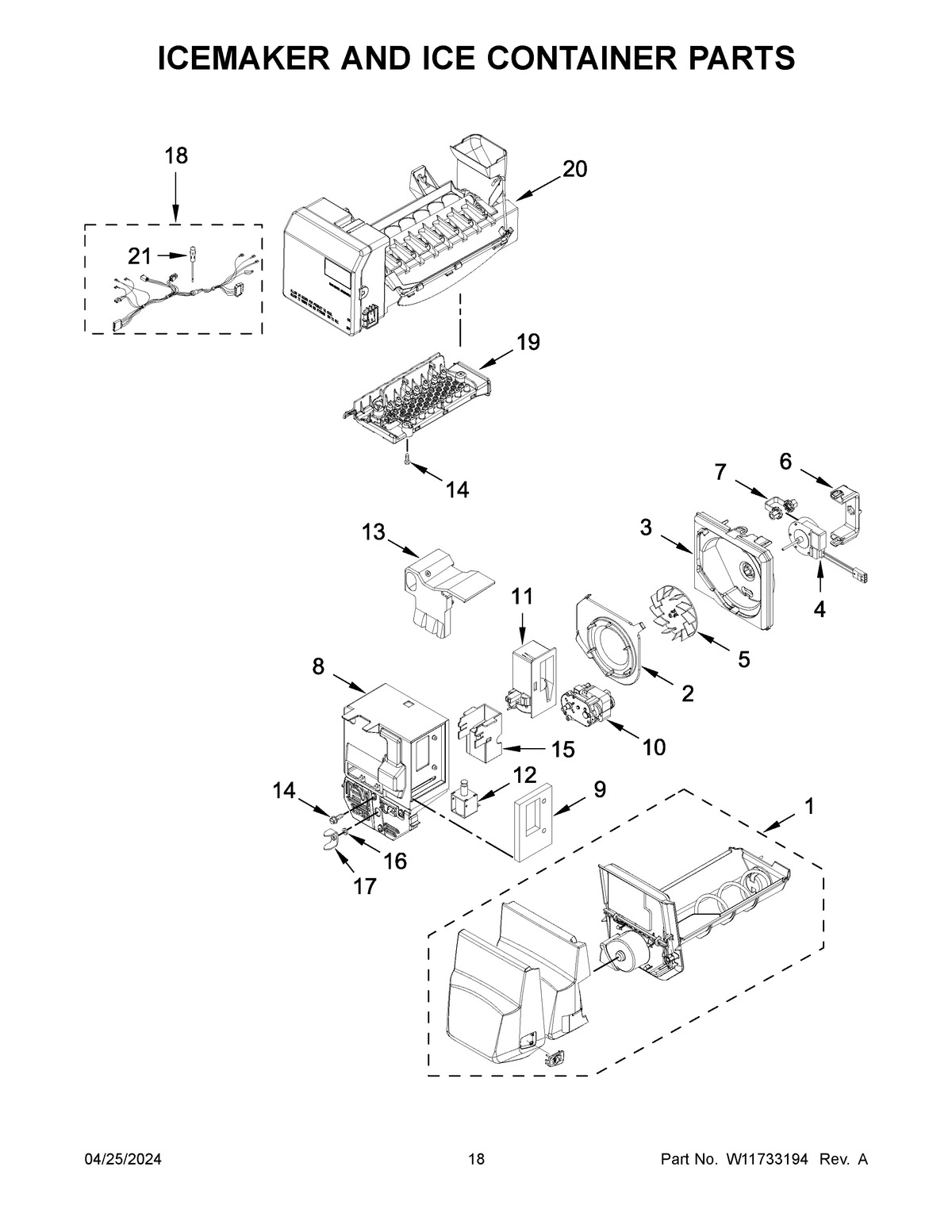 10 - ICEMAKER AND ICE CONTAINER PARTS