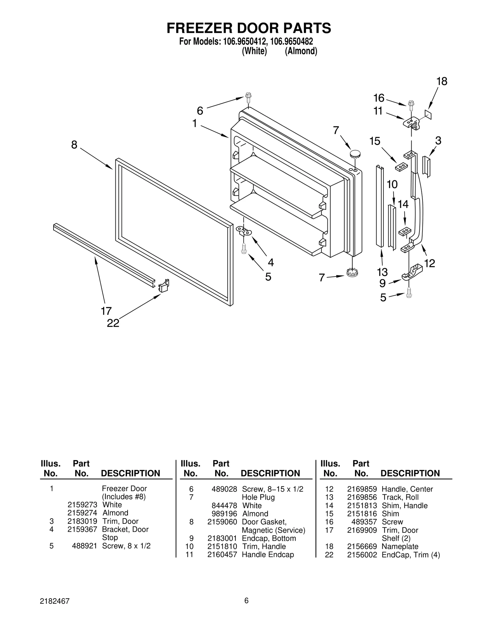 FREEZER DOOR PARTS