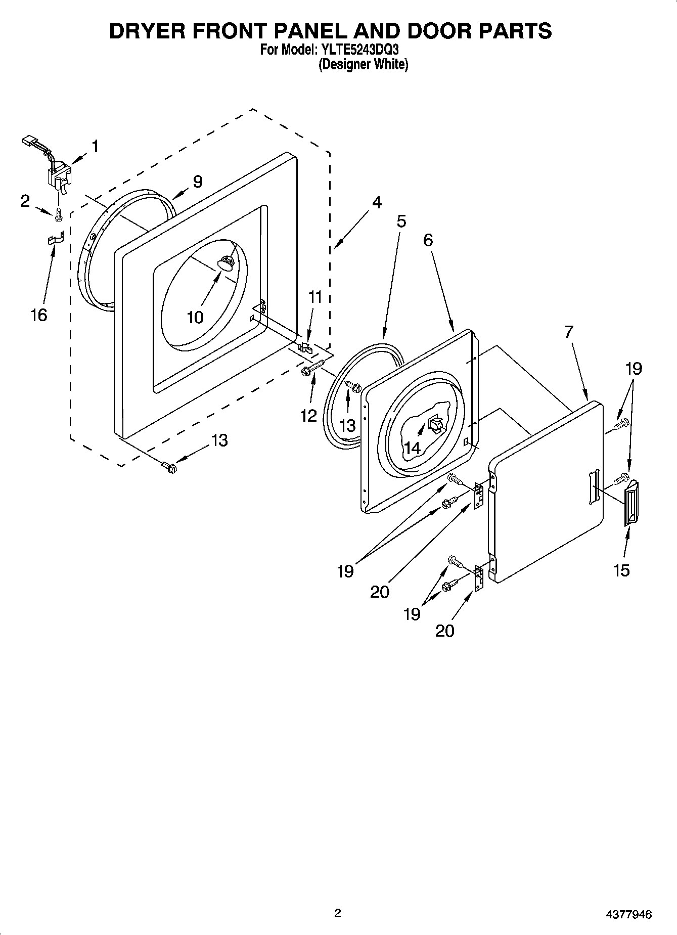 02 - DRYER FRONT PANEL AND DOOR PARTS