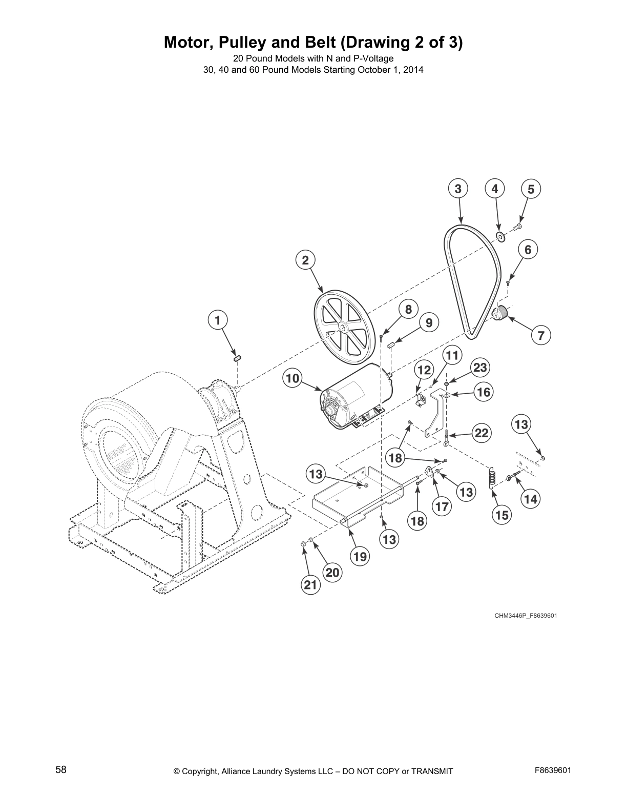 Motor, Pulley and Belt (Drawing 2 of 3)