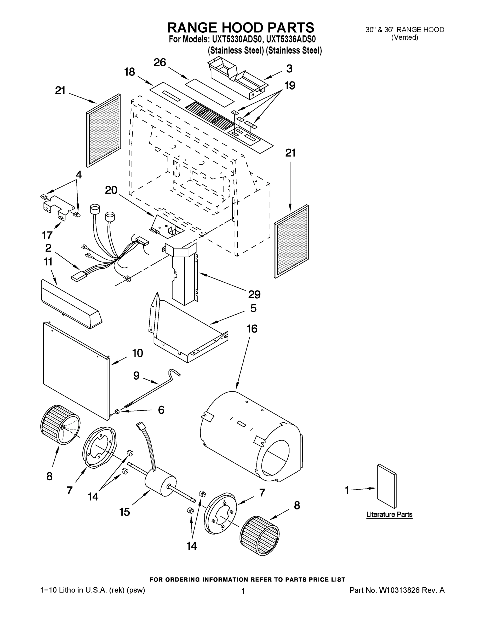 01 - RANGE HOOD PARTS