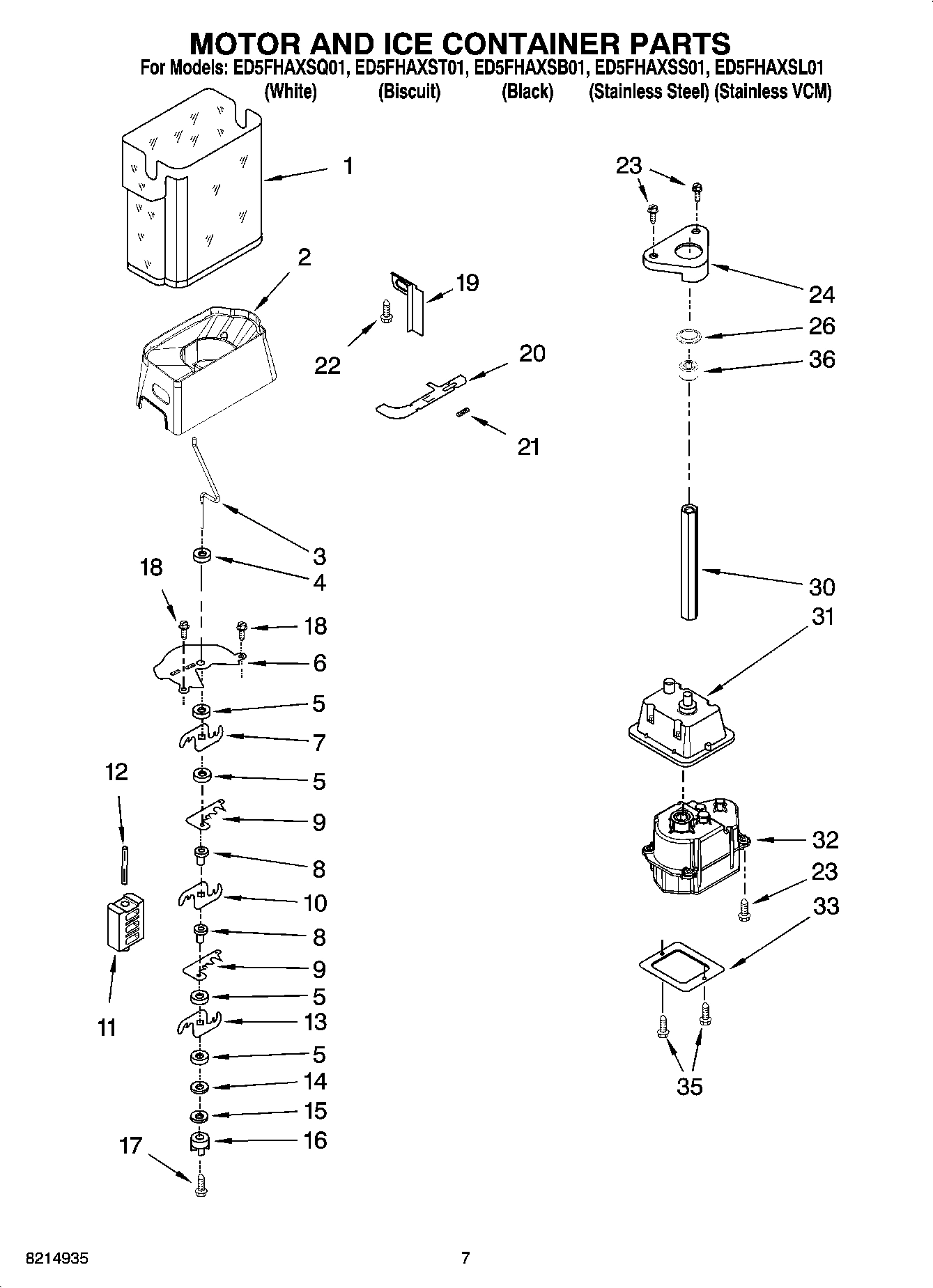 05 - MOTOR AND ICE CONTAINER PARTS