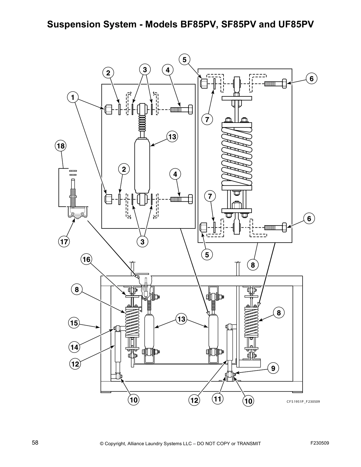 Suspension System - Models BF85PV, SF85PV and UF85PV