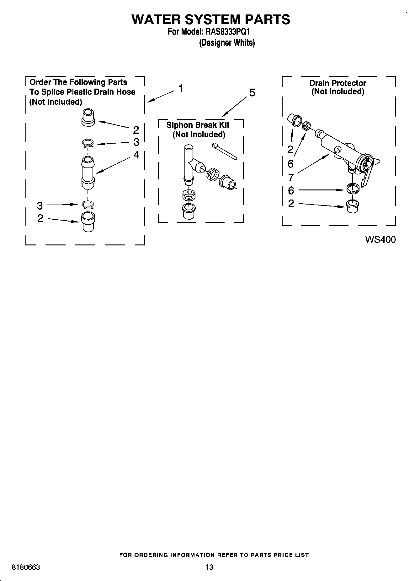 09 - WATER SYSTEM PARTS, MISCELLANEOUS PARTS, OPTIONAL PARTS (NOT INCLUDED)
