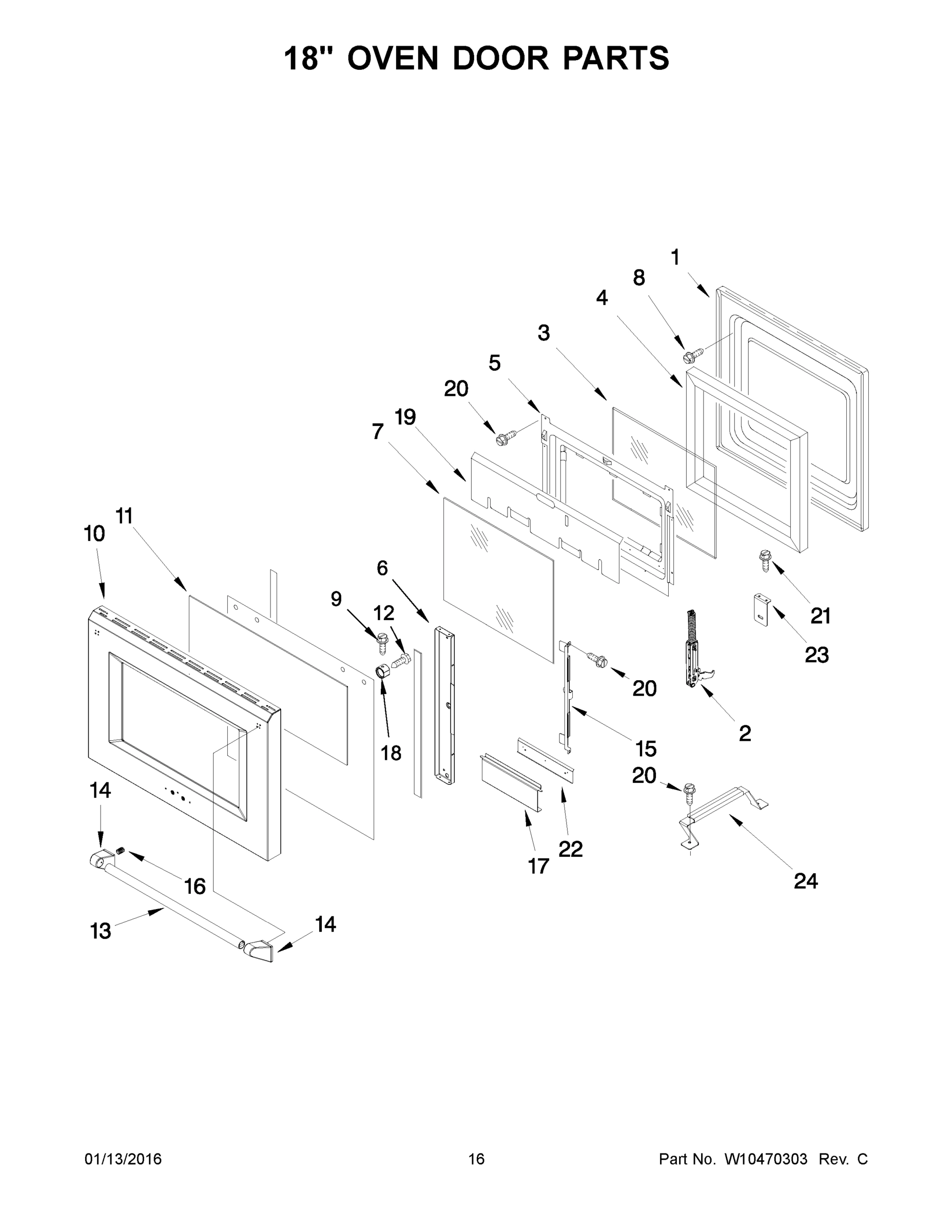 09 - 18 INCH OVEN DOOR PARTS