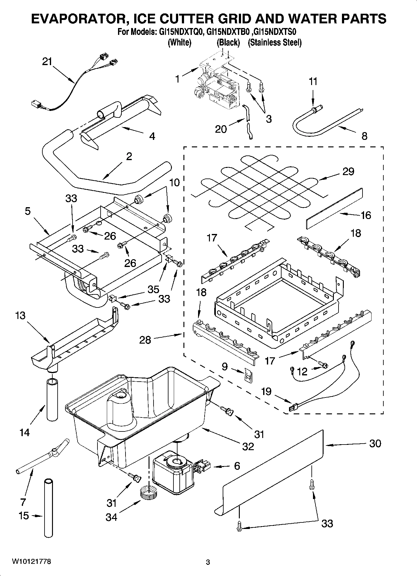 02 - EVAPORATOR, ICE CUTTER GRID AND WATER PARTS