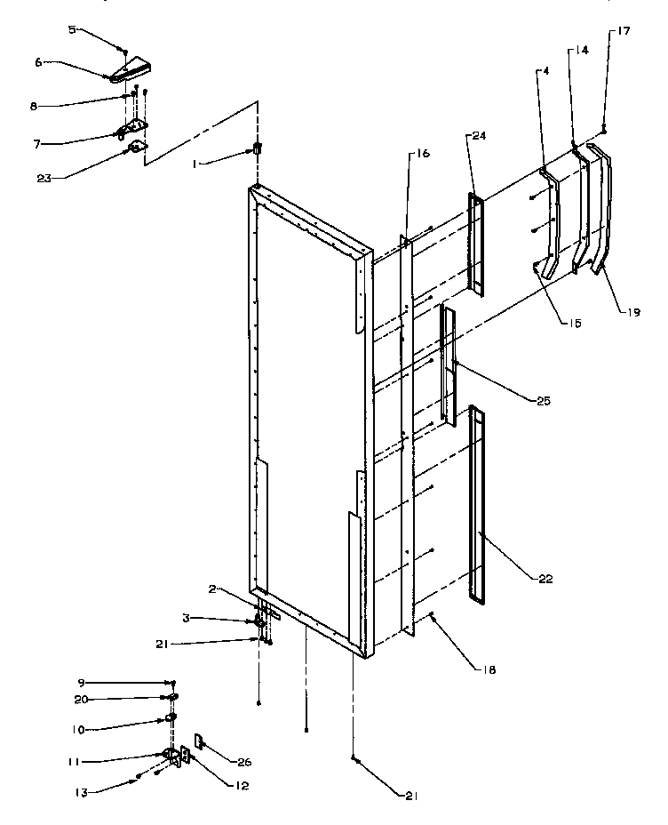 13 - REF DOOR HINGE AND DOOR PARTS