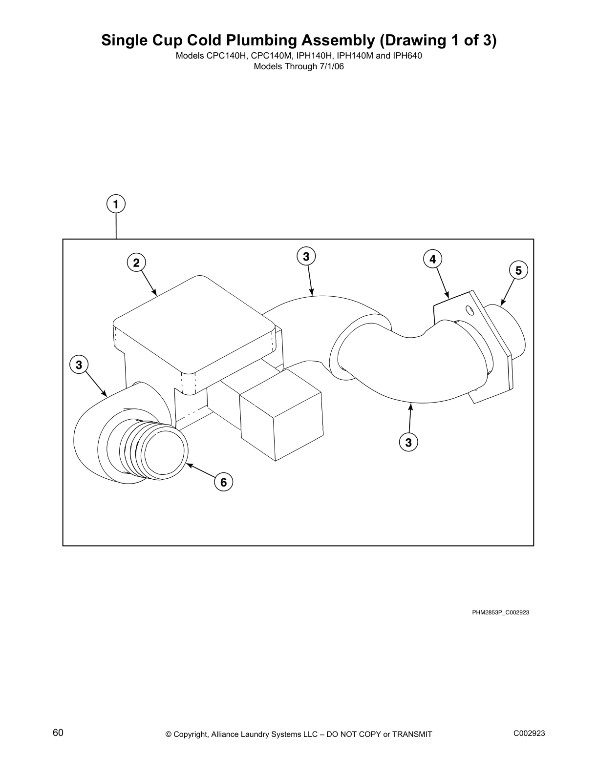 Single Cup Cold Plumbing Assembly (Drawing 1 of 3)