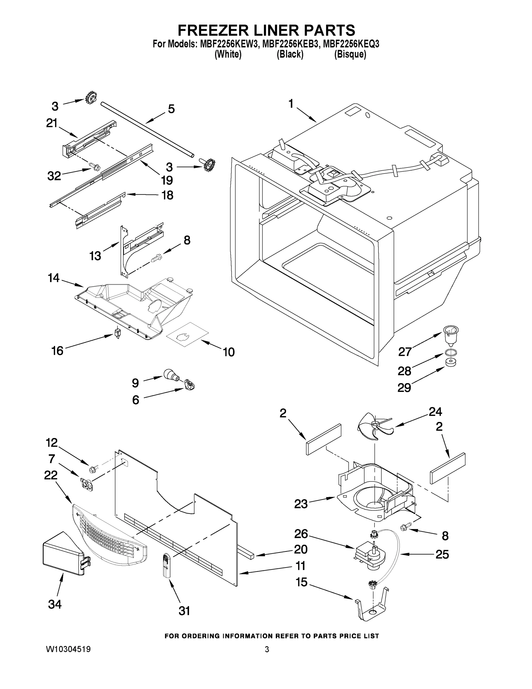 02 - FREEZER LINER PARTS