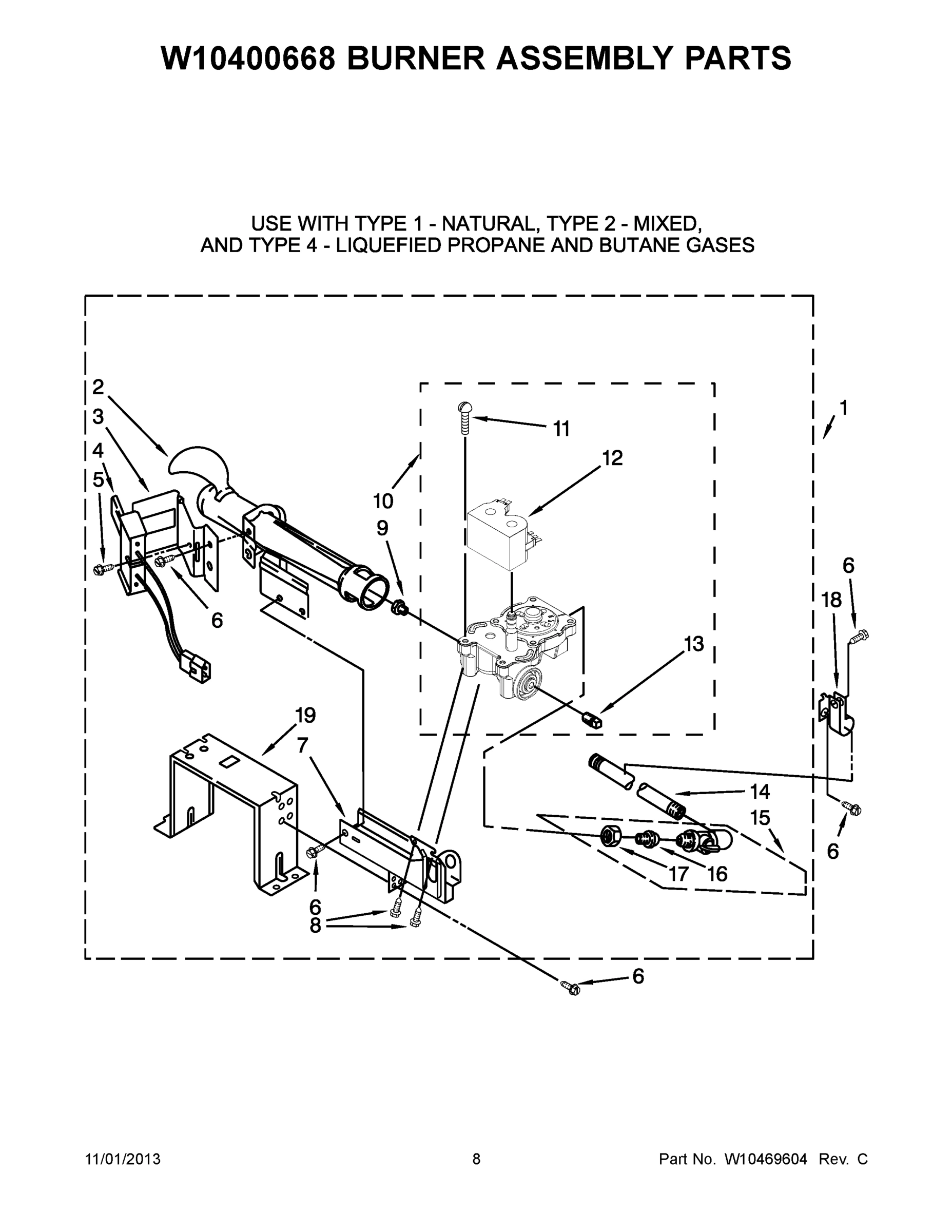 05 - W10400668 BURNER ASSEMBLY PARTS