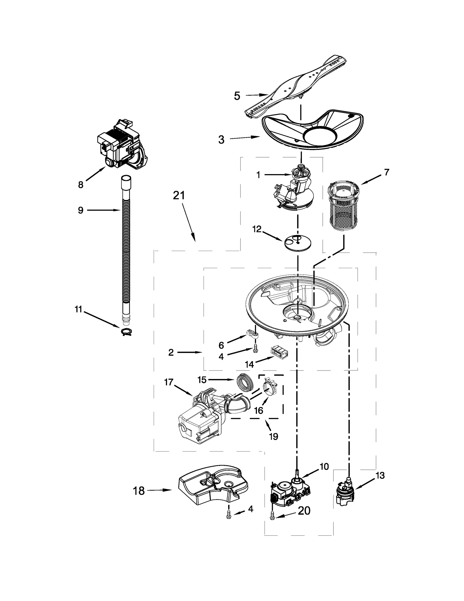 PUMP, WASHARM AND MOTOR PARTS
