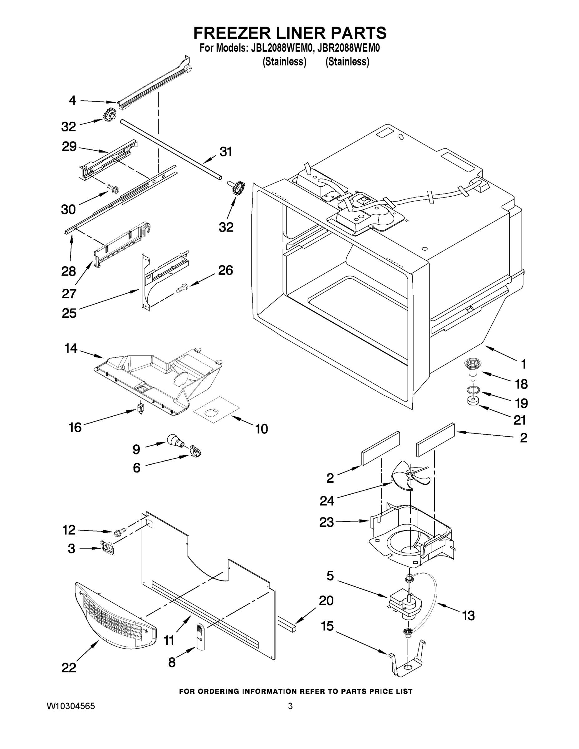 02 - FREEZER LINER PARTS