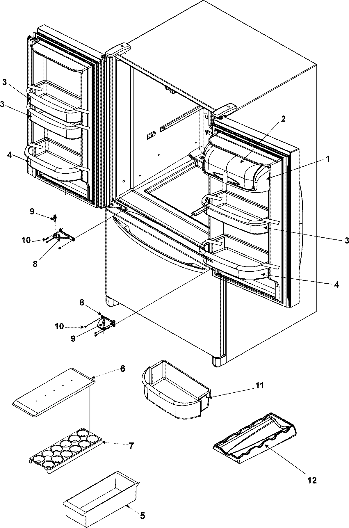 11 - REF DR STORAGE & CENTER HINGES