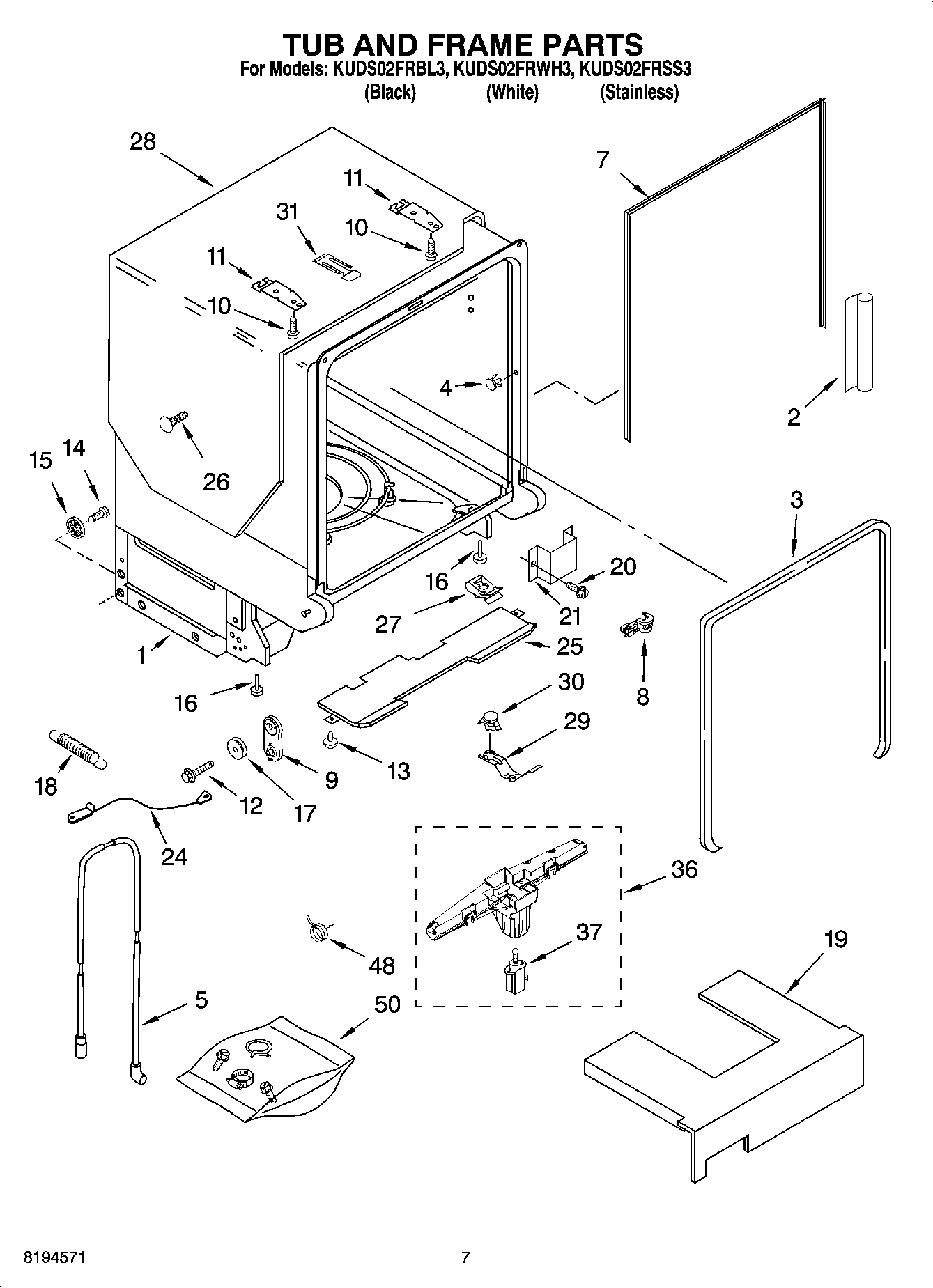 07 - TUB AND FRAME PARTS